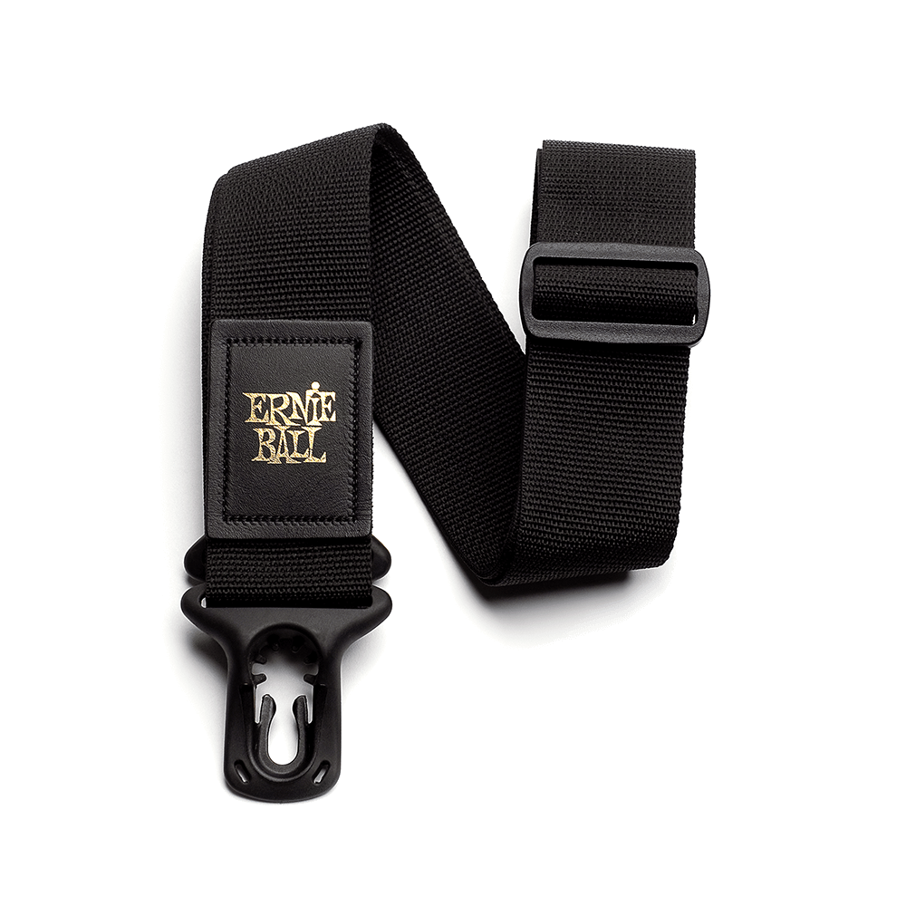 Ernie Ball Polylock Strap - Premium Black Guitar Strap for Secure Hold | Perfect for Electric & Acoustic Guitars, Stage Performances & Practice