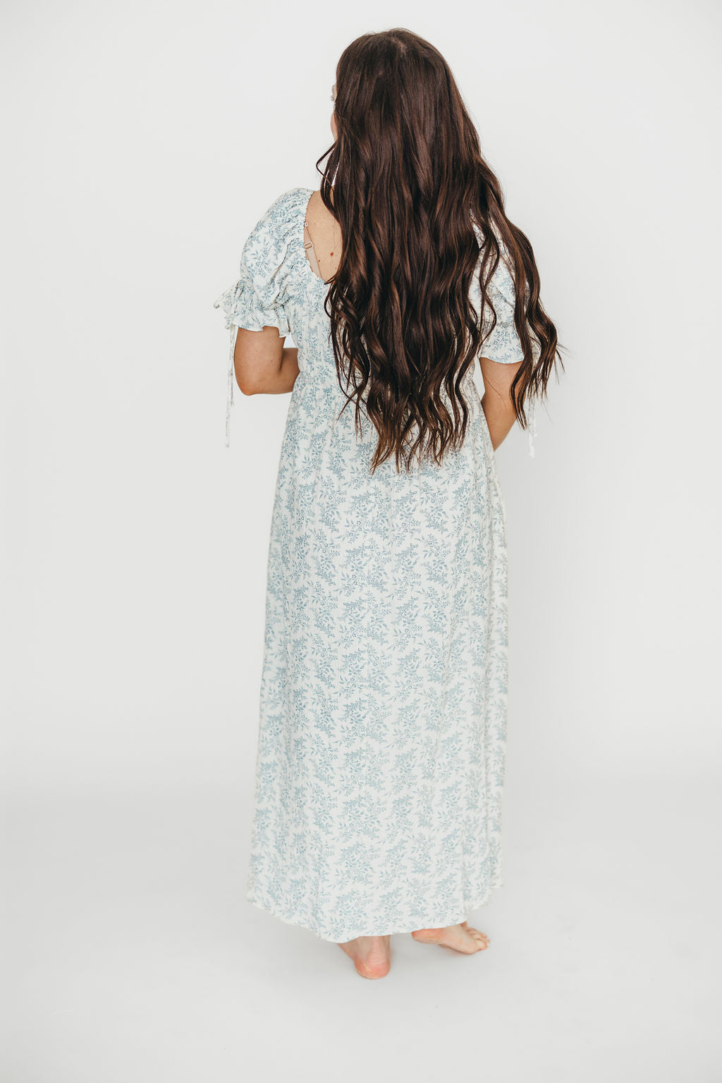 100% Cotton Savanna Steppe Midi Dress - Bump Friendly Maternity & Plus Size Blue Floral Dress for Women | Perfect for Summer Vacations, Beach Outings and Casual Wear