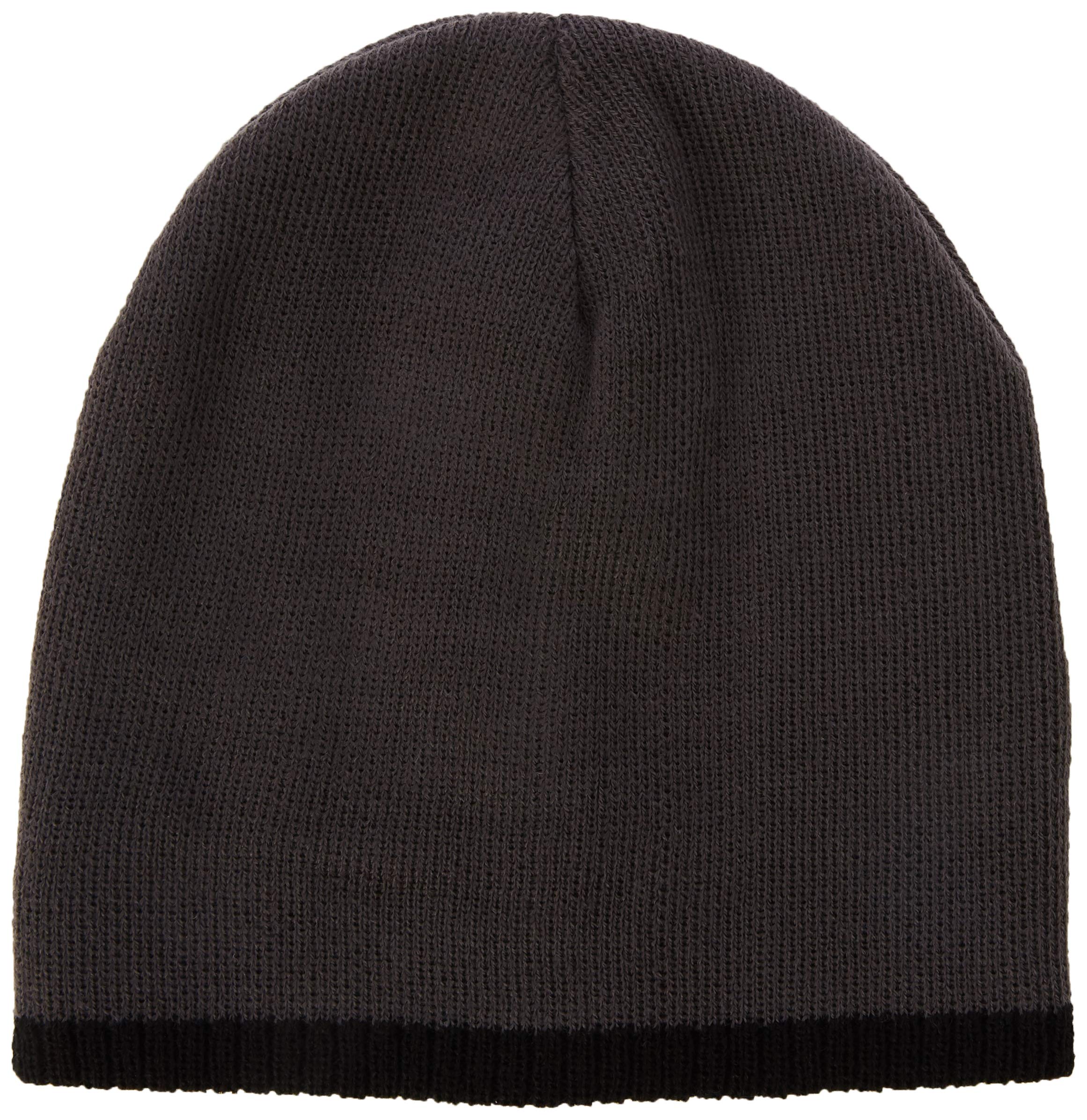 Boys Warm Knitted Beanie Ski Hat - Contrast Trim Graphite Grey - Winter Outdoor Activities & Cold Weather Accessory