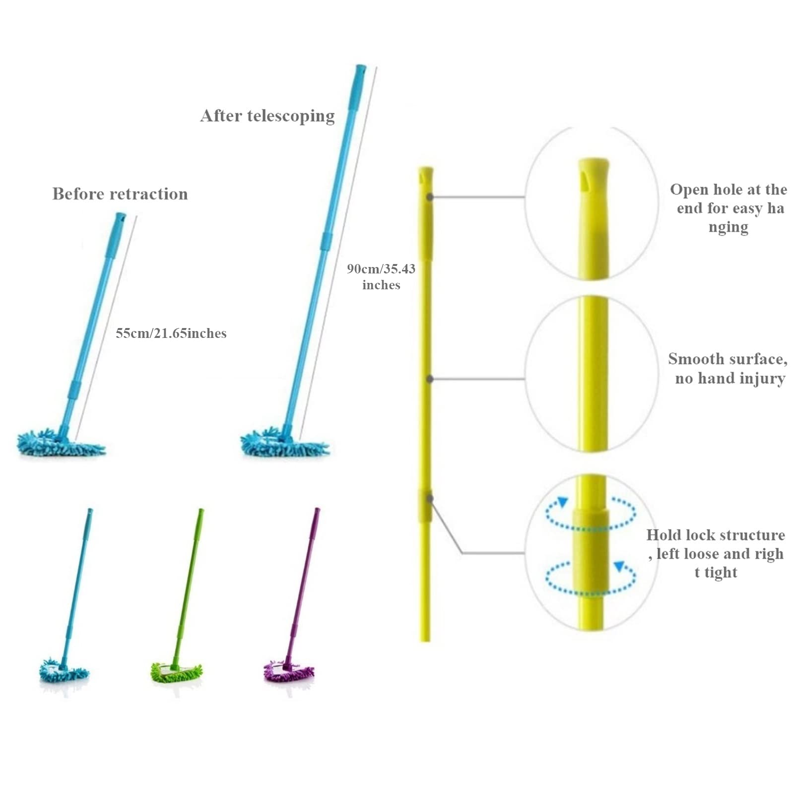 2022 New 180° Rotatable Adjustable Triangle Cleaning Mop with 2 Microfiber Replacement Heads - Wet & Dry Multi-Surface Mop for Bathroom, Floor, Wall, Bed - Perfect for Hardwood, Tile & Glass Cleaning (Blue)