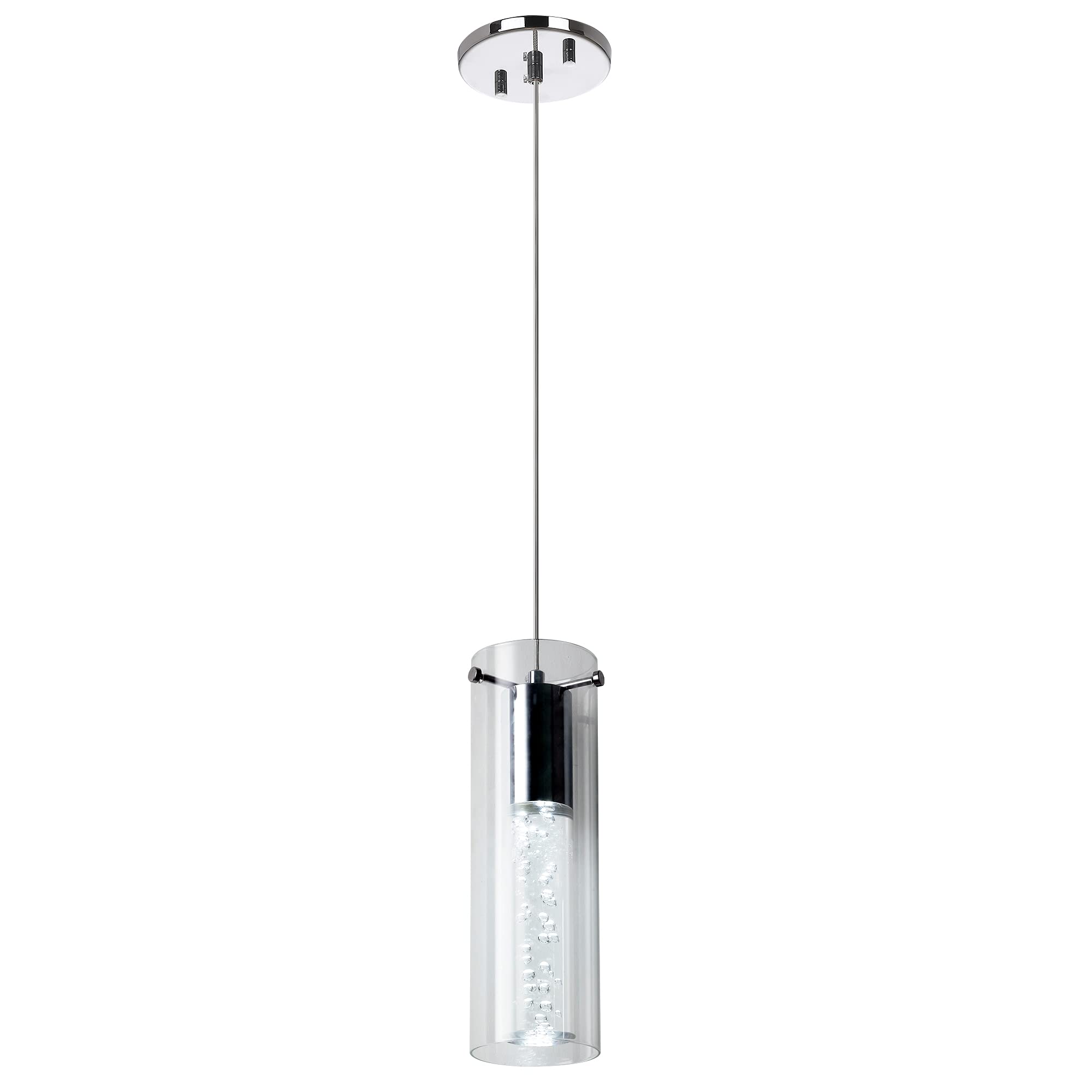Modern LED Acrylic Pendant Light - Crystal Bubble Glass Ceiling Fixture with Polished Chrome Finish, GU10 Base - Perfect for Kitchen Island, Dining Room, Bedroom & Living Room Lighting Decor