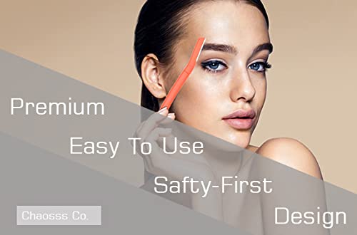 ChaosssCo Facial Fuzz-Free Razor & Eyebrow Trimmer - Professional Exfoliating Dermaplaning Tool for Women | Peach Fuzz Remover & Multipurpose Skin Care (4-Pack, Orange) | Perfect for Eyebrow Shaping, Facial Hair Removal & At-Home Spa Treatments
