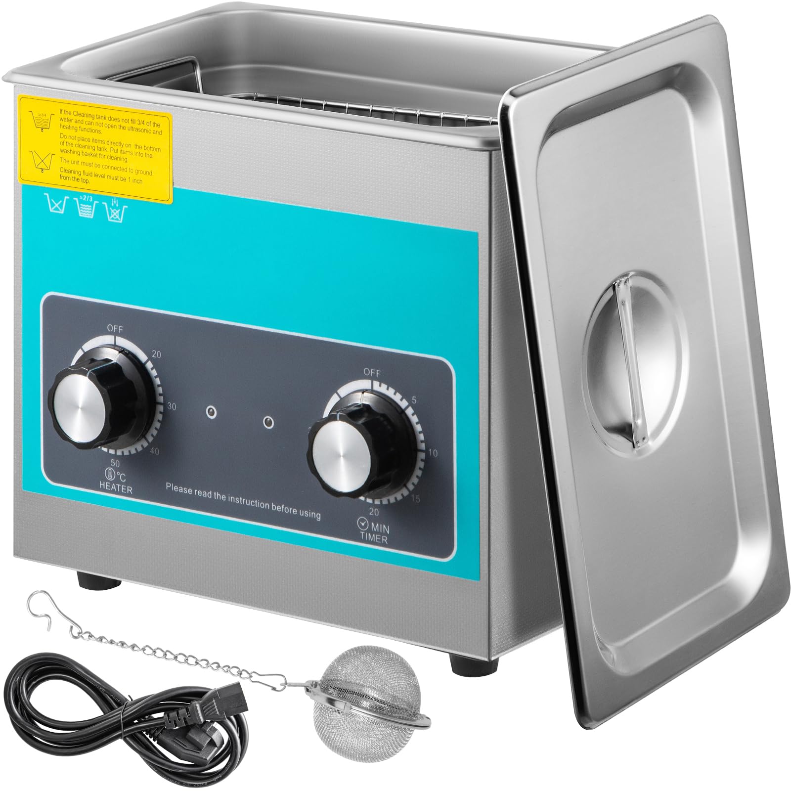 VEVOR 3L Ultrasonic Cleaner with Heater & Timer, 40kHz Stainless Steel Jewelry Cleaner for Eyeglasses, Watches, Rings - Perfect for Home, Jewelry Stores, and Dental Labs