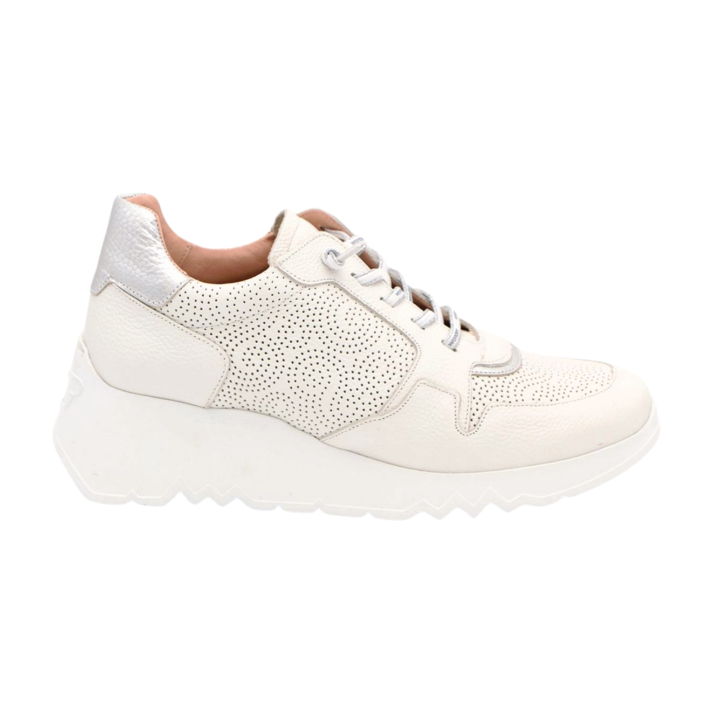 WONDERS White Printed Leather Sneakers for Women - Fashionable Comfortable Casual Shoes for Walking, Running, Gym & Everyday Wear