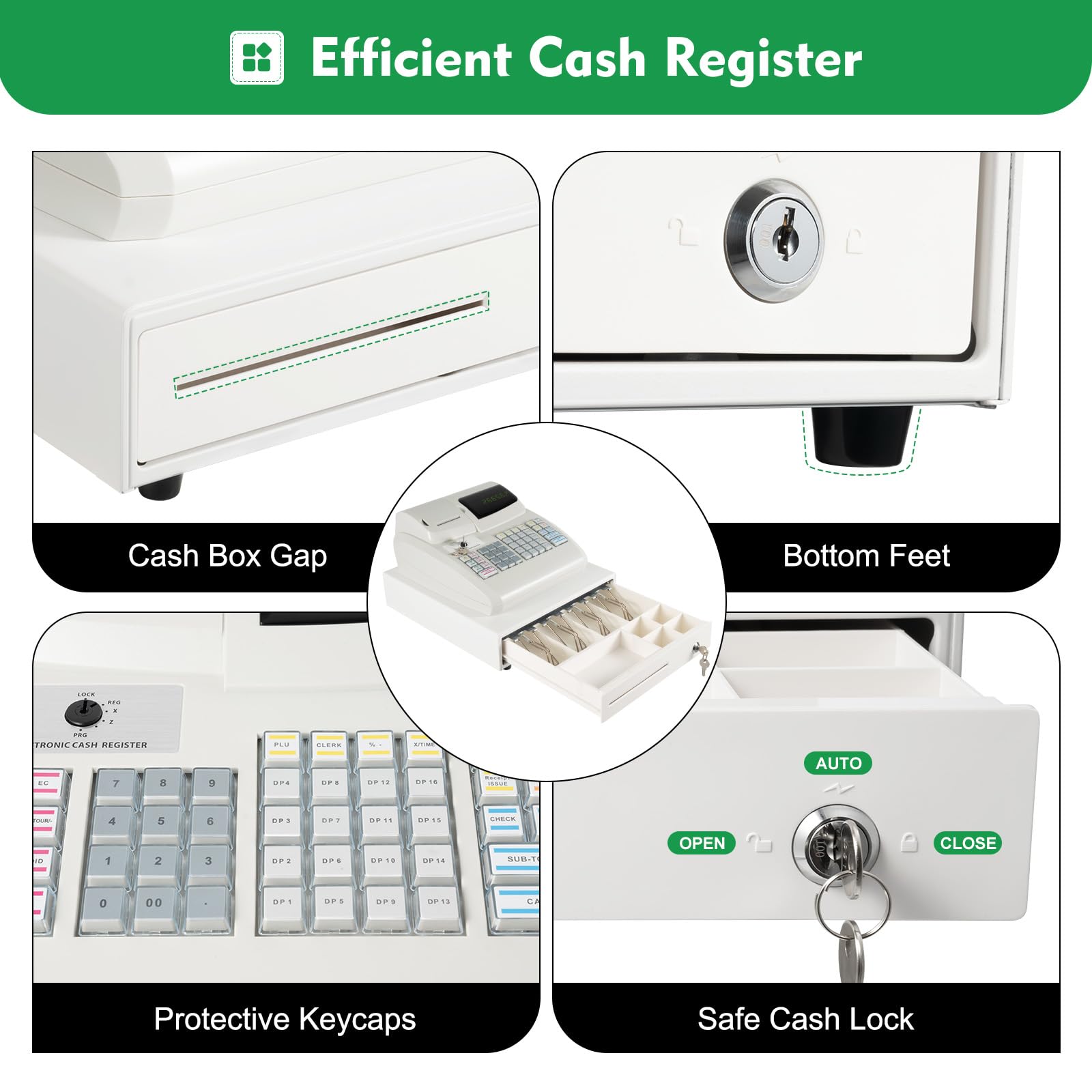 47-Key Electronic Cash Register with Drawer - 6-Digit LED Display & Keyboard for Small Businesses | Multifunctional POS System for Retail Stores, Markets & Shops | Secure Cash Box & Easy-to-Use Register for Efficient Checkout
