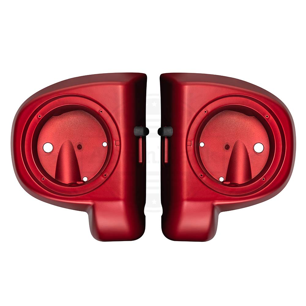 Moto Onfire 6.5 Inch Lower Vented Leg Fairing Kits with Speaker Box Pods - Compatible with Harley Touring Road Glide & Street Glide 2014-2020 (Wicked Red Denim) - Perfect for Motorcycle Audio Upgrades & Wind Protection