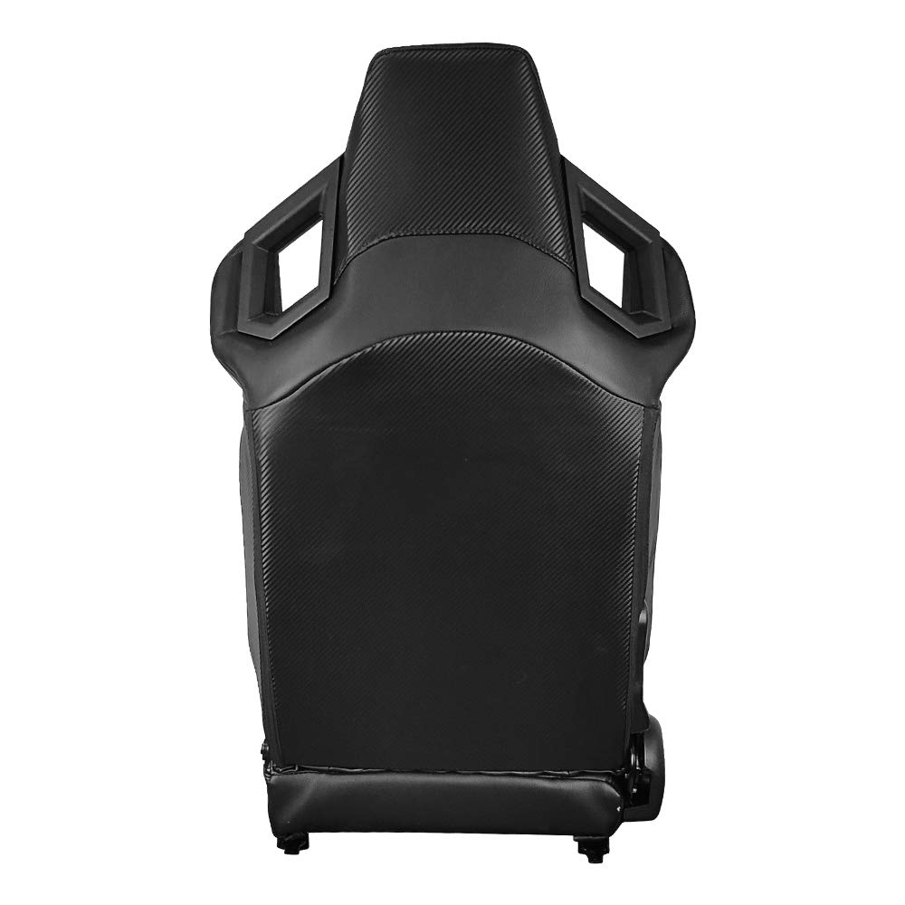 IKON MOTORSPORTS Universal Racing Seat - Right Passenger Side with Dual Slider, Black PU Leather with Red Stitch & Stripe, Reclinable - Perfect for Sports Cars, Drifting & Racing Enthusiasts