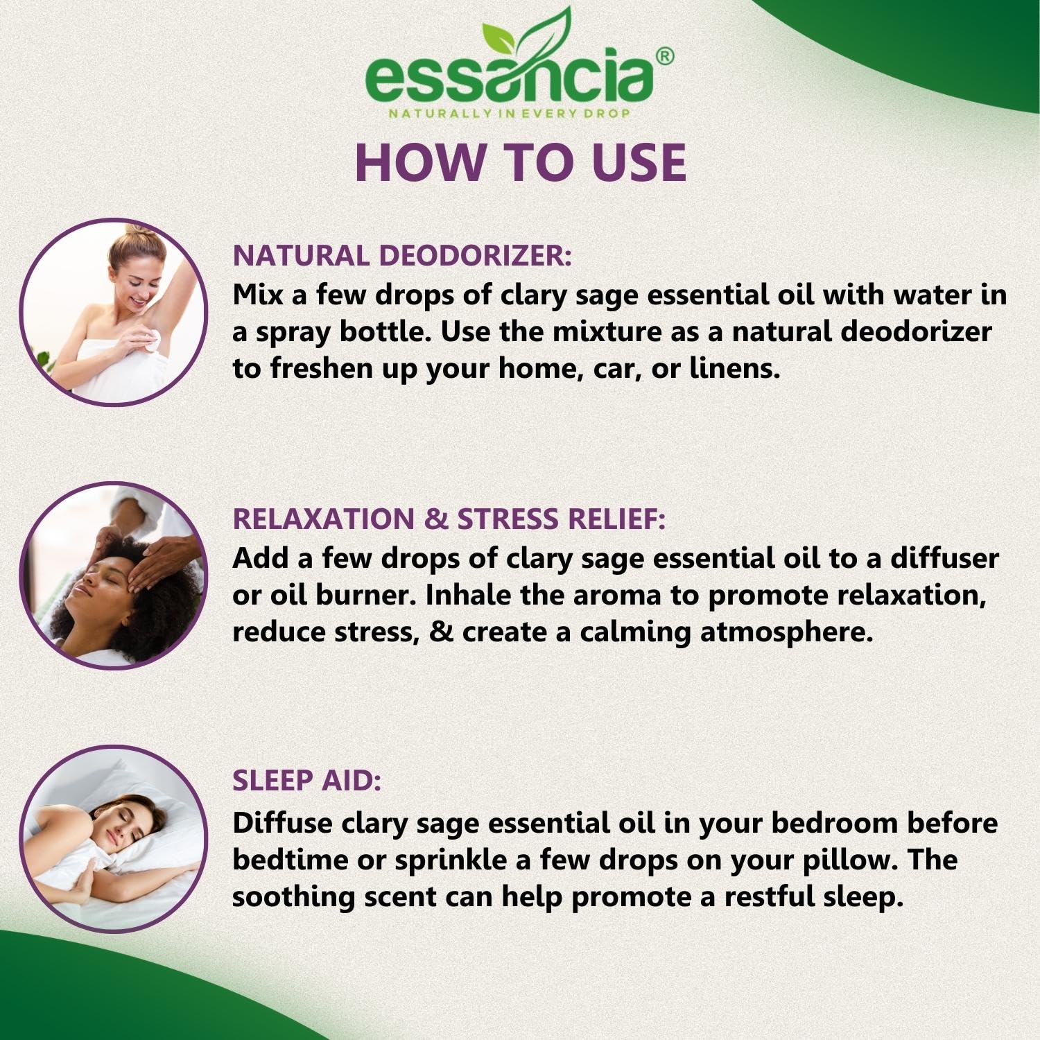 **Essencia 100% Pure Clary Sage Essential Oil - 15ml, Undiluted Therapeutic Grade for Relaxation, Skin Care & Aromatherapy - Perfect for Massage, Diffusers & DIY Beauty**