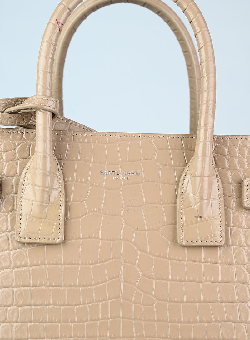 Saint Laurent Sac de Jour Baby Handbag in Tortora - Luxury Leather Tote Bag for Women, Perfect for Work, Travel & Everyday Use