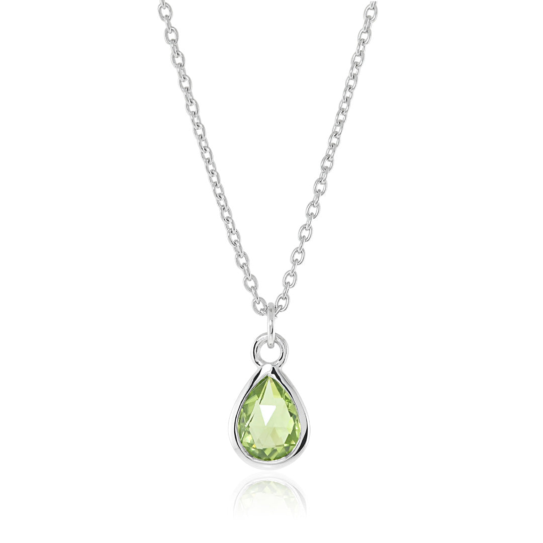 Peridot Teardrop Pendant Necklace - 14K Gold Plated Gemstone Jewelry for Women - Perfect for Birthday, Anniversary & Everyday Elegance