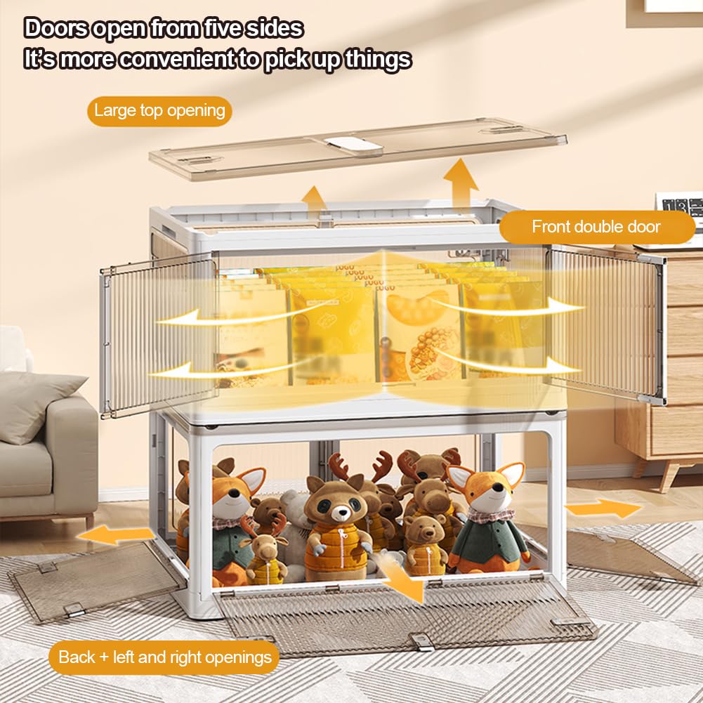 Clear Stackable Storage Box with Lid & Wheels for Home & Office
