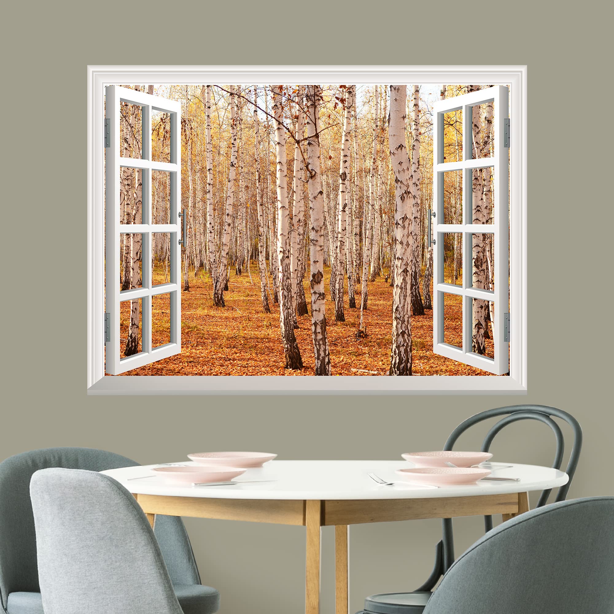 Wall26 Removable Wall Sticker - Autumn Birch Forest Mural | 24
