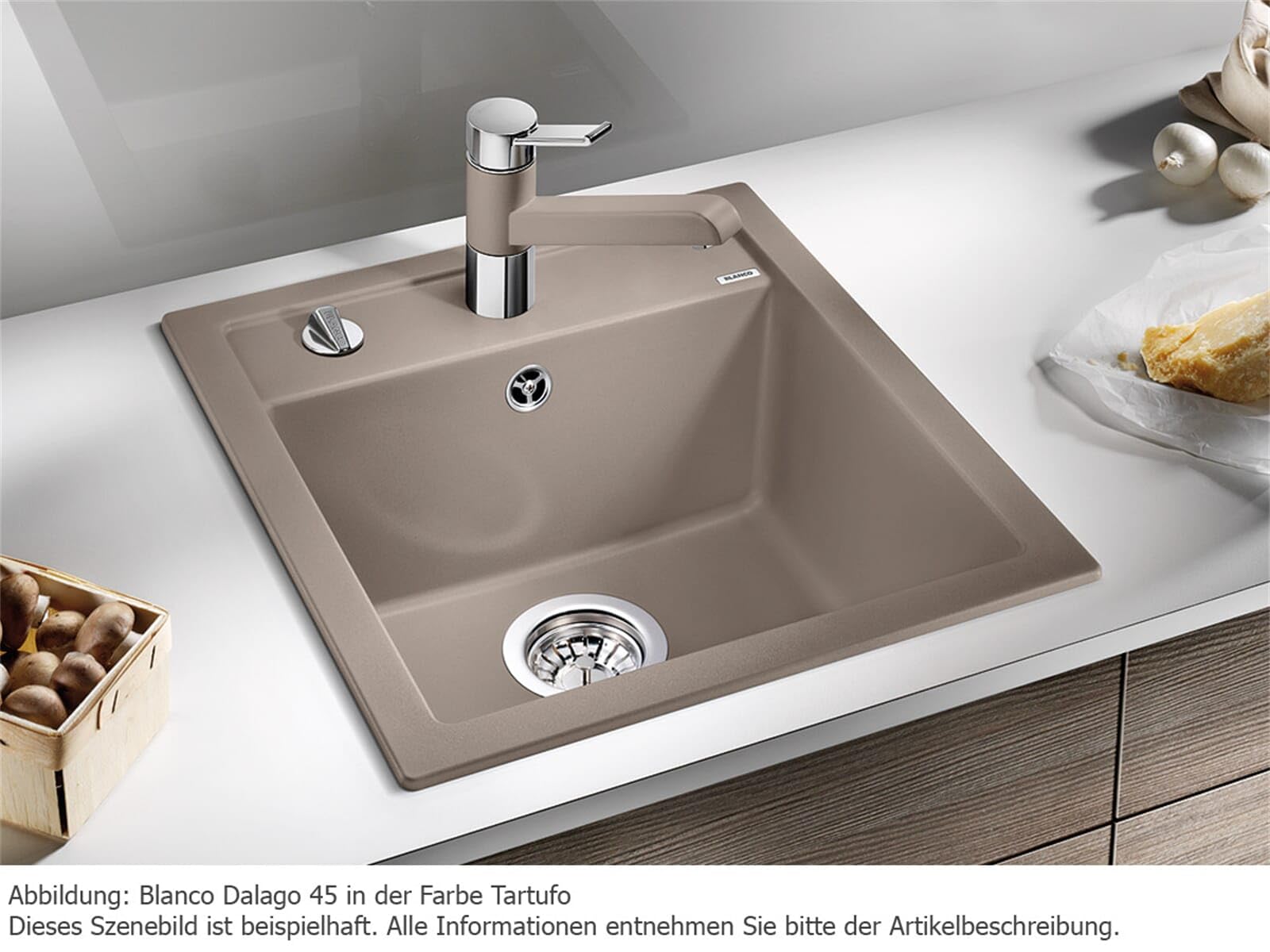 BLANCO 517317 Dalago Undermount Kitchen Sink 45cm - Tartufo Brown for Modern Cabinets | Perfect for Small Kitchens & Remodeling Projects