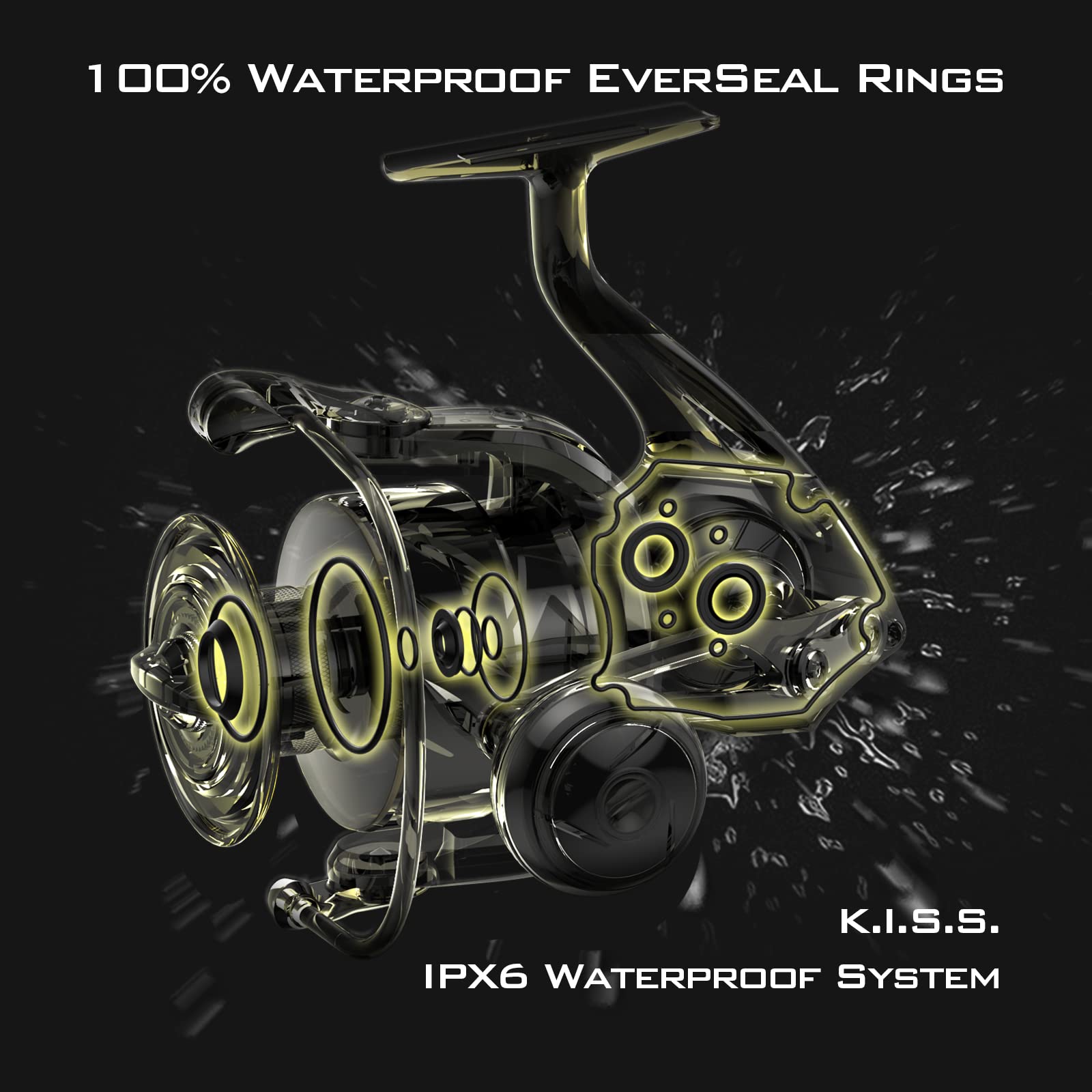 KastKing Kapstan Elite Saltwater Spinning Fishing Reel - 55LBs Max Drag Big Game Fishing Reel with IPX6 Waterproof & Corrosion-Resistant Bearing System - Perfect for Offshore, Surf, and Deep Sea Fishing - Great Gift for Anglers