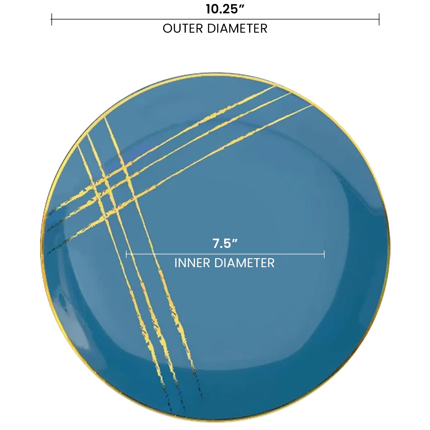 Smarty Had A Party Disposable Marble Plastic Plates - 10.25 Inch Elegant Dinnerware Set for Weddings, Parties & Events - Bulk Pack of 120 Blue & Gold Plates - Perfect for Catering, Buffets & Formal Dining
