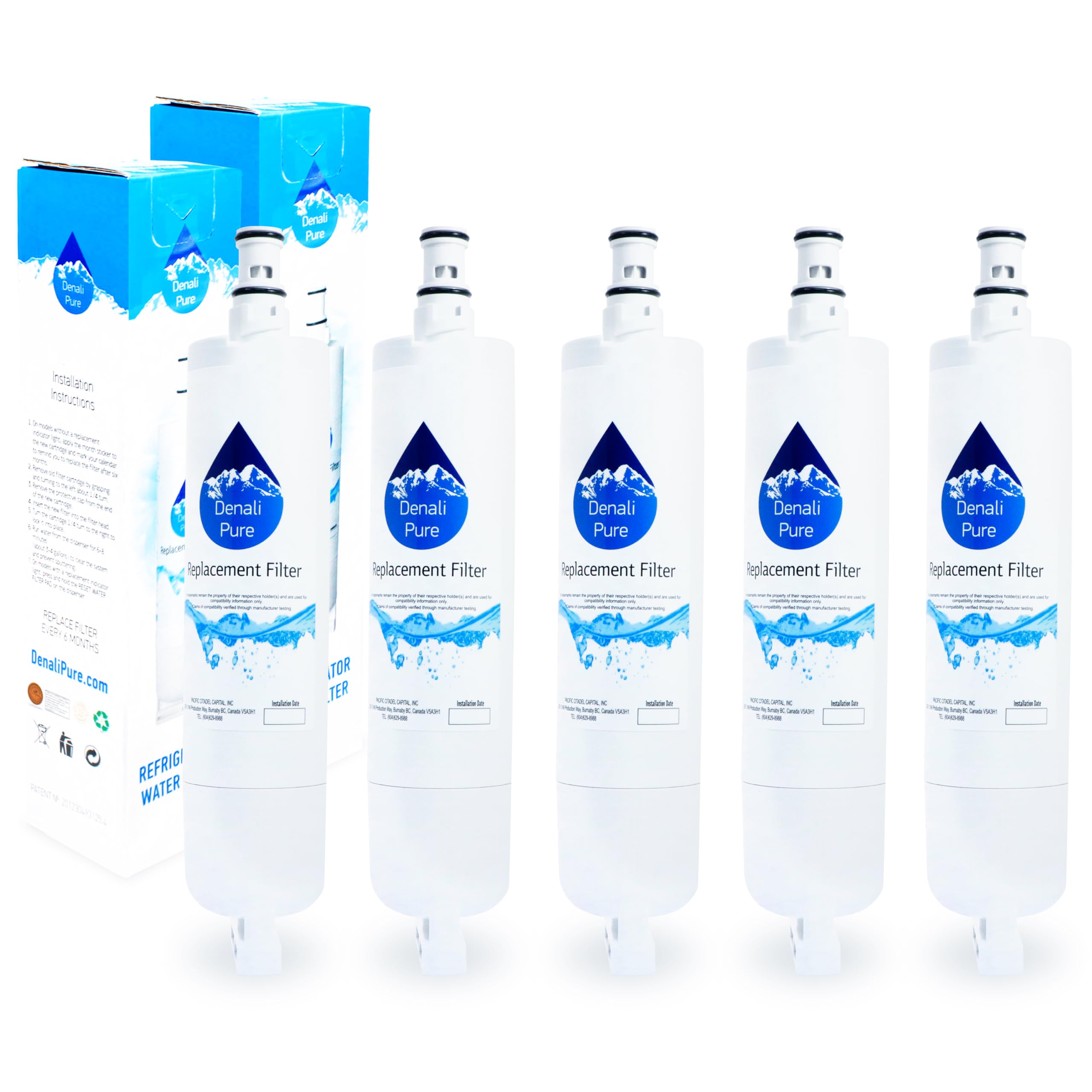 5-Pack Kenmore Refrigerator Water Filter Replacement - Compatible with Sears/Kenmore 10651562104, 46-9010, 46-9902, 46-9908 - Pure Drinking Water for Home & Office Use
