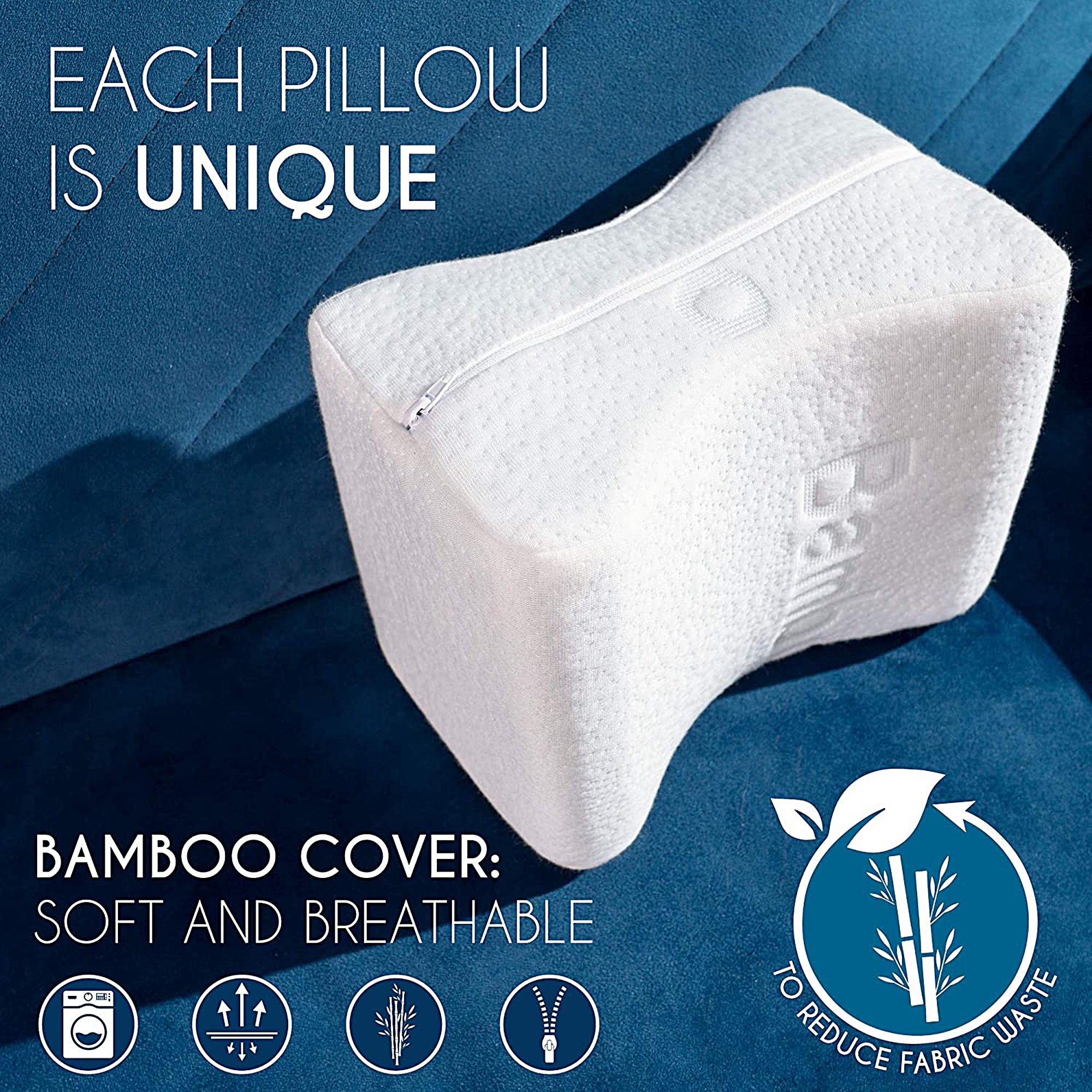 **Memory Foam Knee Pillow for Side Sleepers - Orthopedic Support with Bamboo Cover for Hip, Back & Sciatica Pain Relief - Pregnancy Pillow for Comfort & Alignment (Ideal for Sleeping, Post-Surgery & Pain Management)**