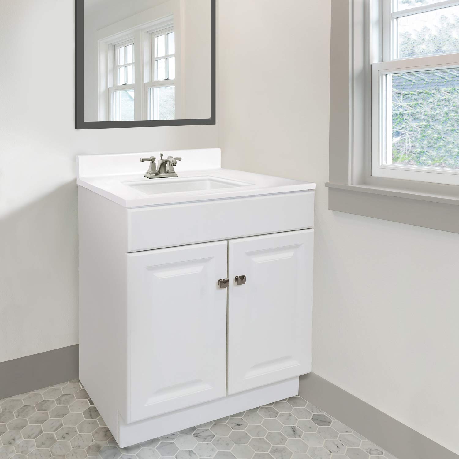 Wyndham 30-inch Unassembled Bathroom Vanity Cabinet Without Top - White Finish, 2 Door Design for Modern Bathroom Remodeling | Perfect for Small Bathrooms & Powder Rooms