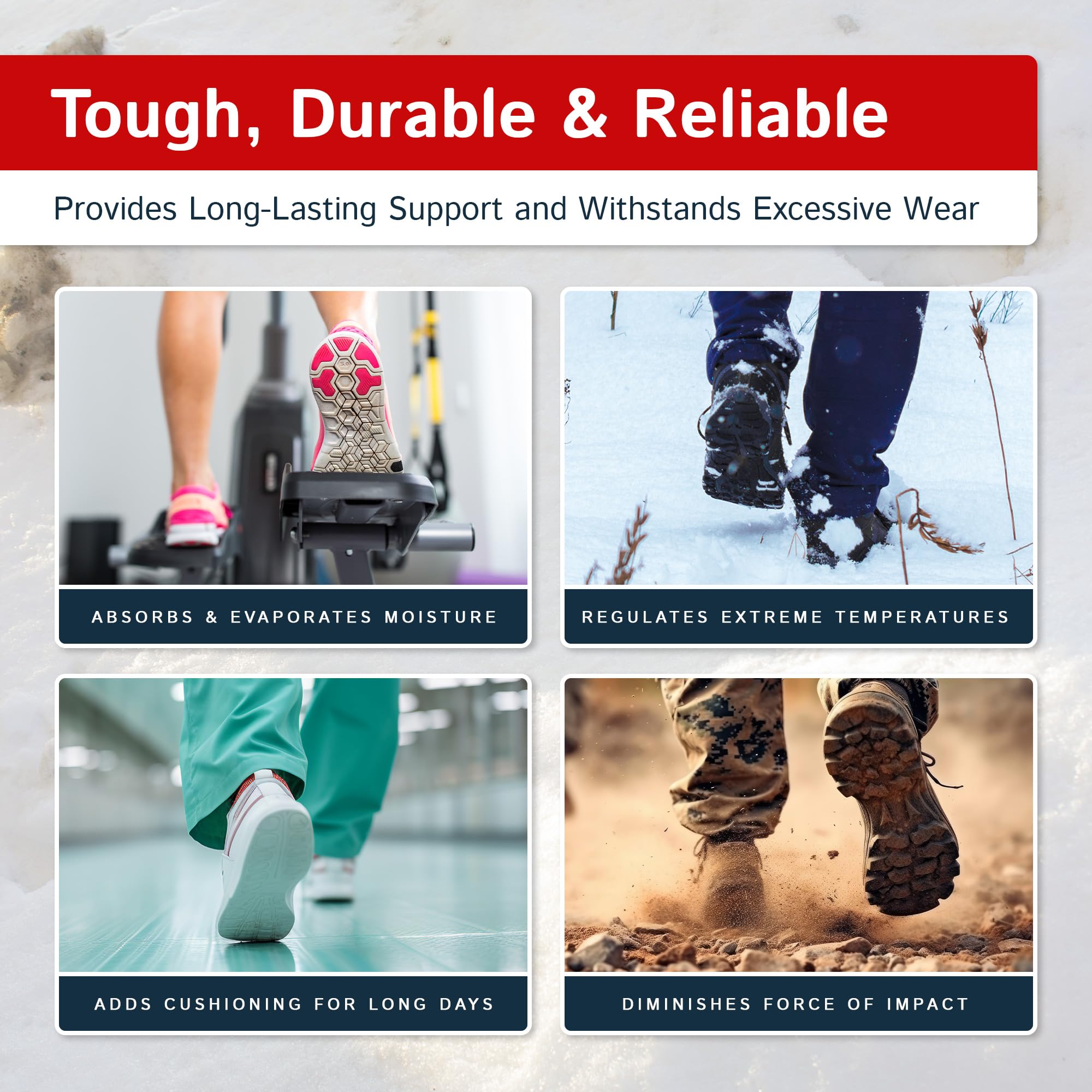 Premium Wool Felt Insoles for Men & Women - 13mm Thick Cushioned Shoe Inserts - Breathable & Durable for Winter Boots, Work Shoes & Outdoor Activities - All-Day Comfort for Hiking, Office & Cold Weather Wear