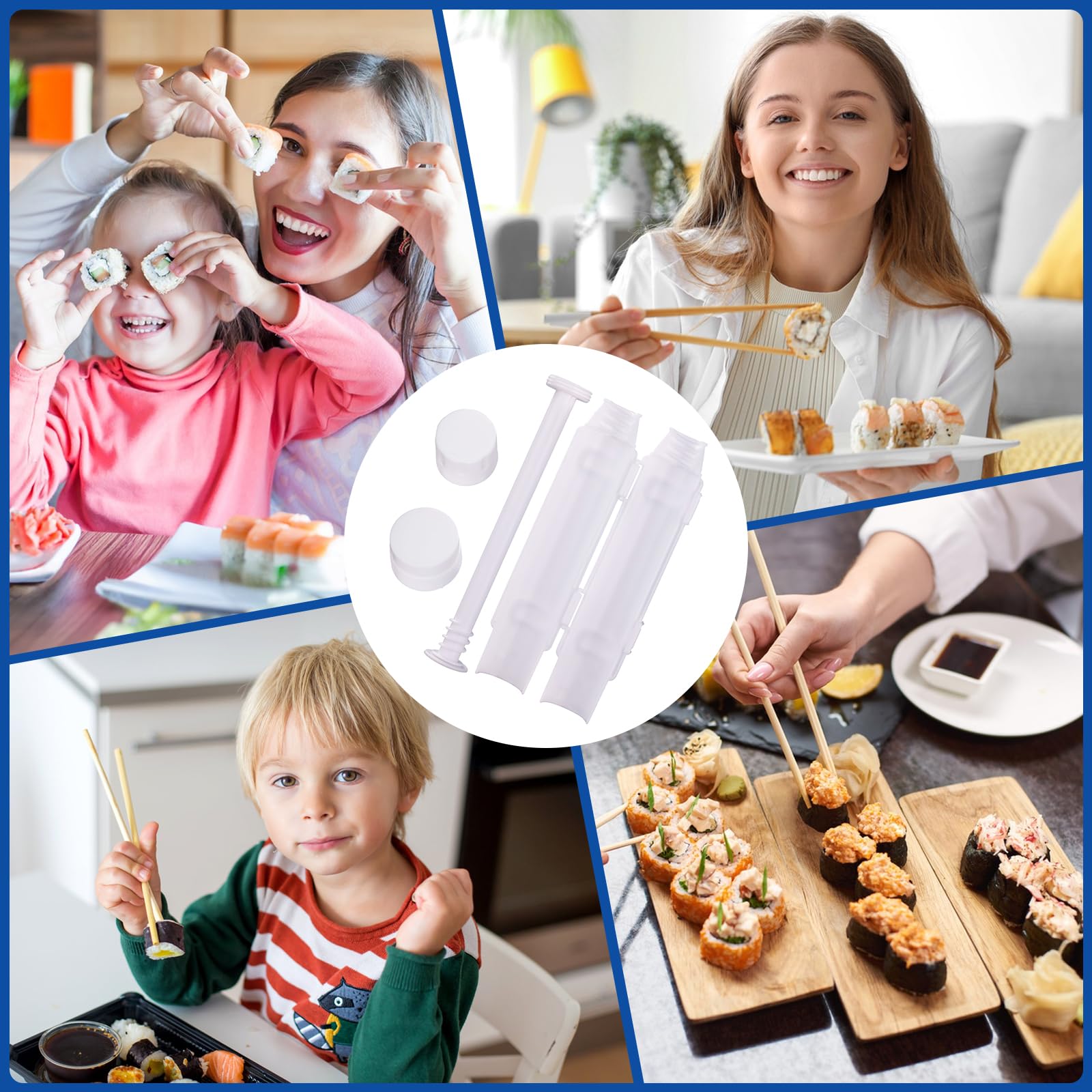 **Premium Sushi Maker Kit - BPA-Free Food Grade Plastic Sushi Roller Bazooka for Beginners & Kids | Easy DIY Homemade Sushi Making at Home (White) | Perfect for Family Cooking, Parties & Healthy Snacks**