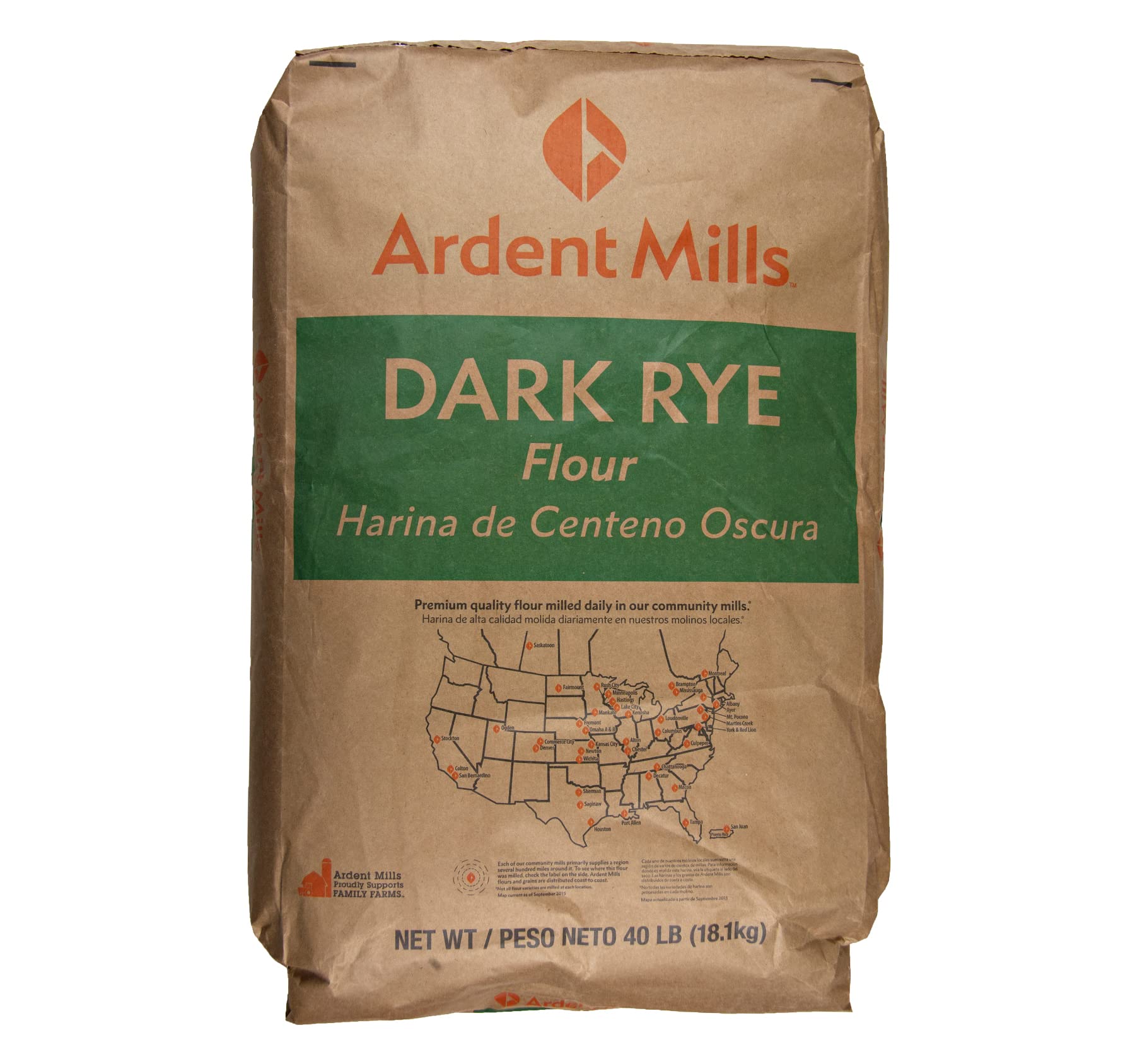 Kauffman Orchards Dark Rye Flour - 40 lb Bulk Bag | High Fiber Flour for Homemade Bread, Sourdough & Artisan Baking | Perfect for Healthy Bread Recipes & Commercial Bakeries