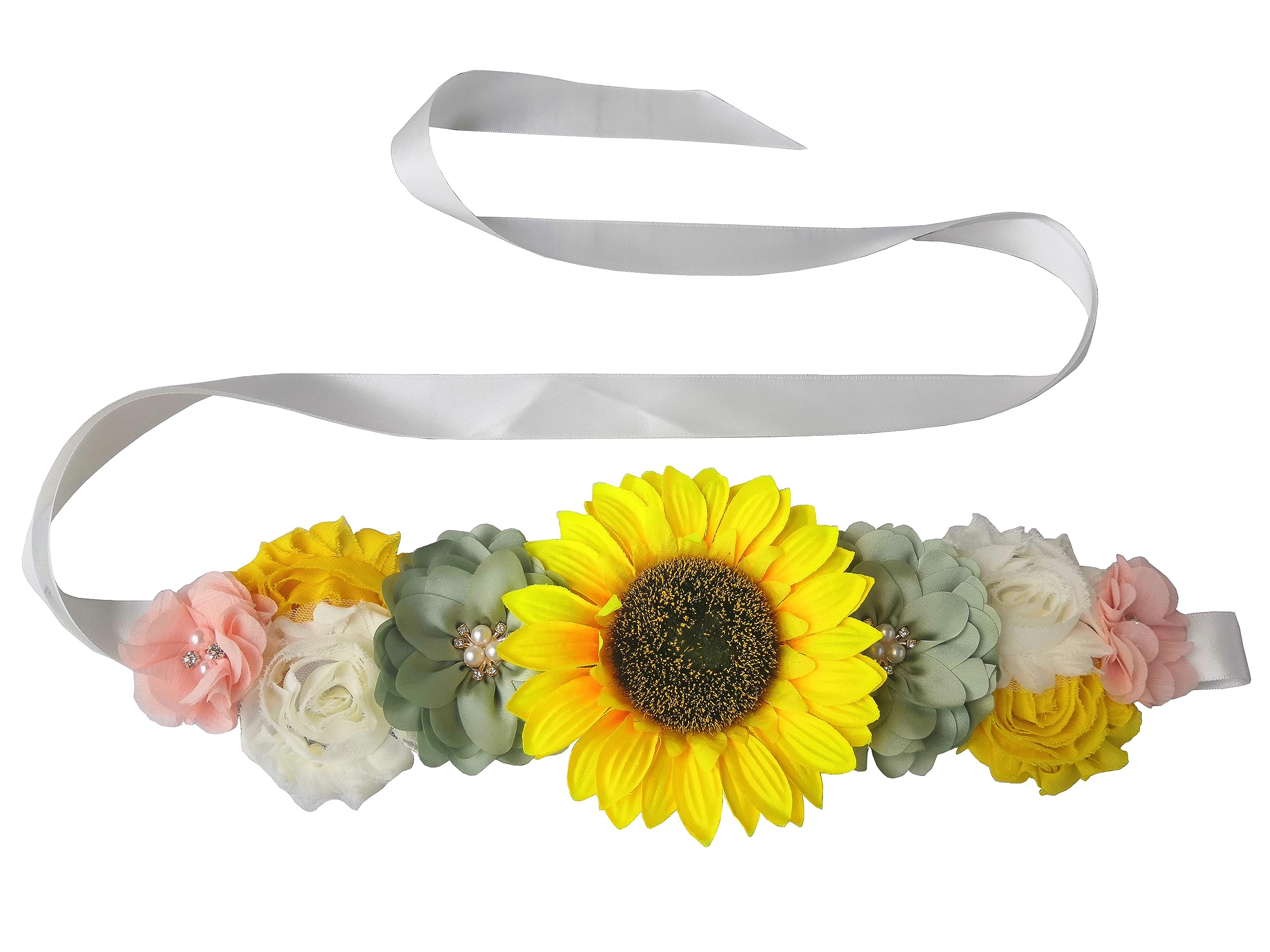 Sunflower Baby Shower Sash for Gender Reveal - Maternity Pregnancy Belly Band for Boy or Girl Announcement - Perfect for Baby Showers, Gender Reveal Parties & Maternity Photos