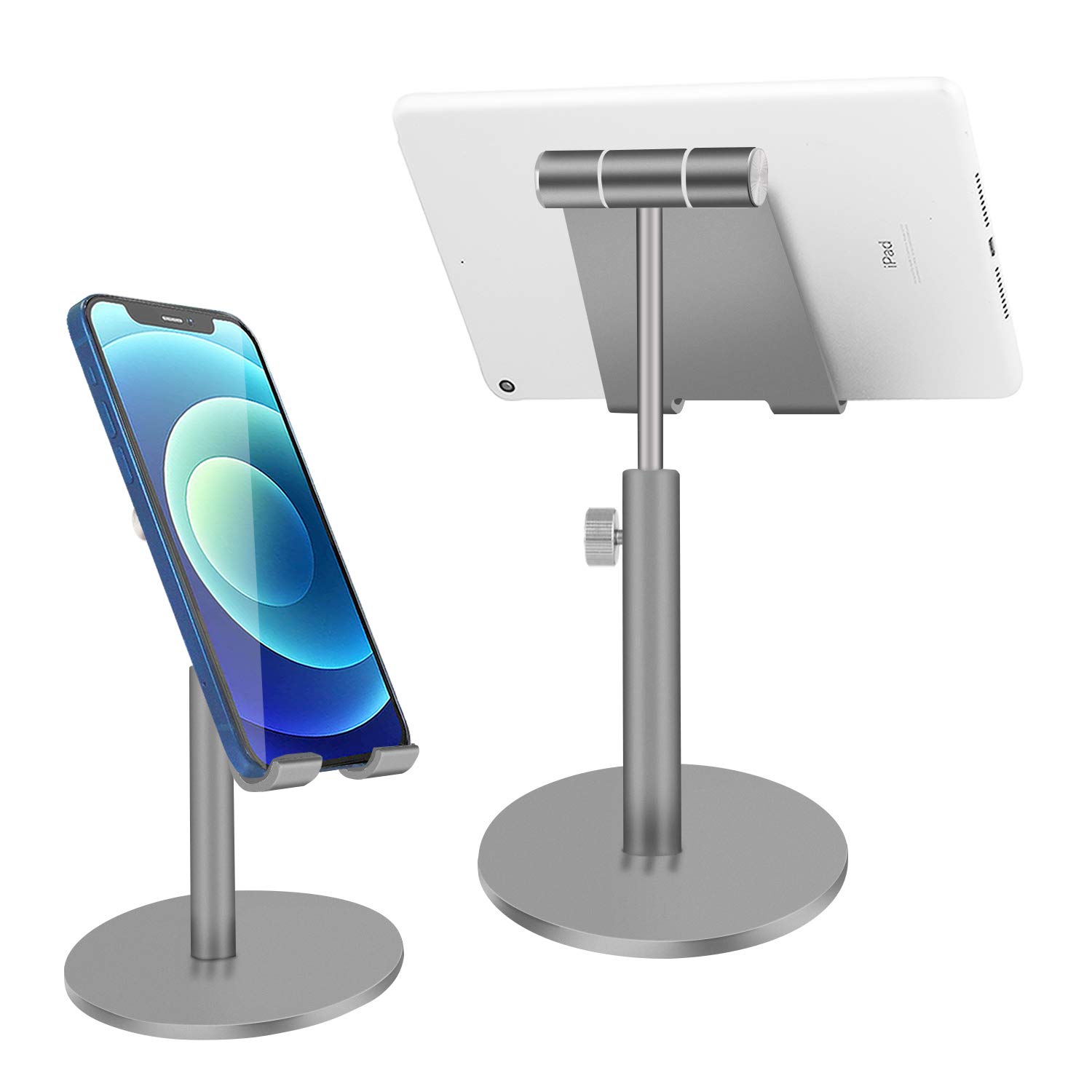 SKEJER Adjustable Aluminum Alloy Phone Stand Holder - Telescopic Design for iPhone, iPad, Kindle & Tablets 4-13 inches (Space Gray) | Perfect for Desk, Office, Home & Video Calls