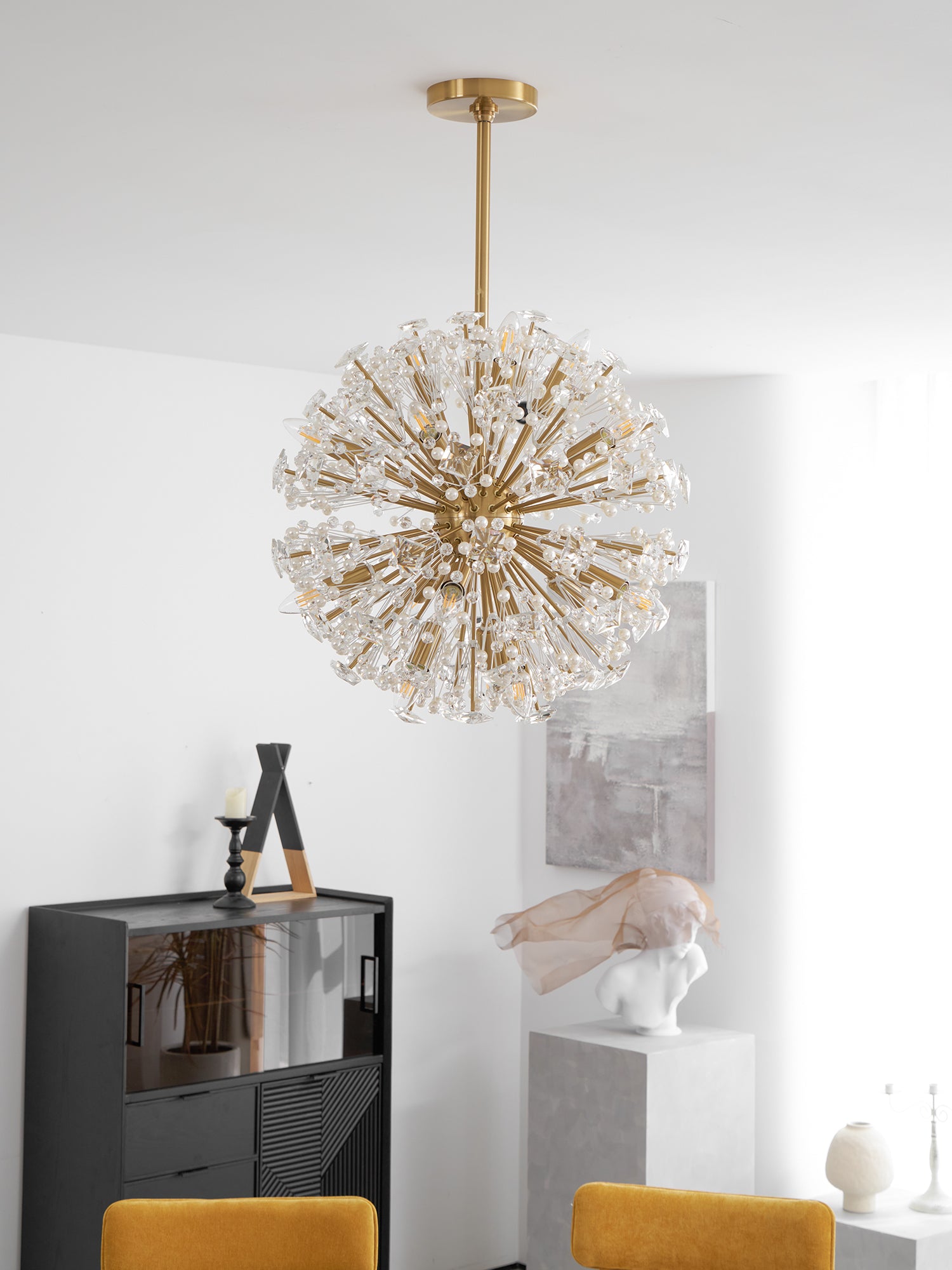 Dickinson Chandelier - Elegant Crystal Ceiling Light Fixture for Dining Room, Living Room & Bedroom | Modern Home Lighting Decor