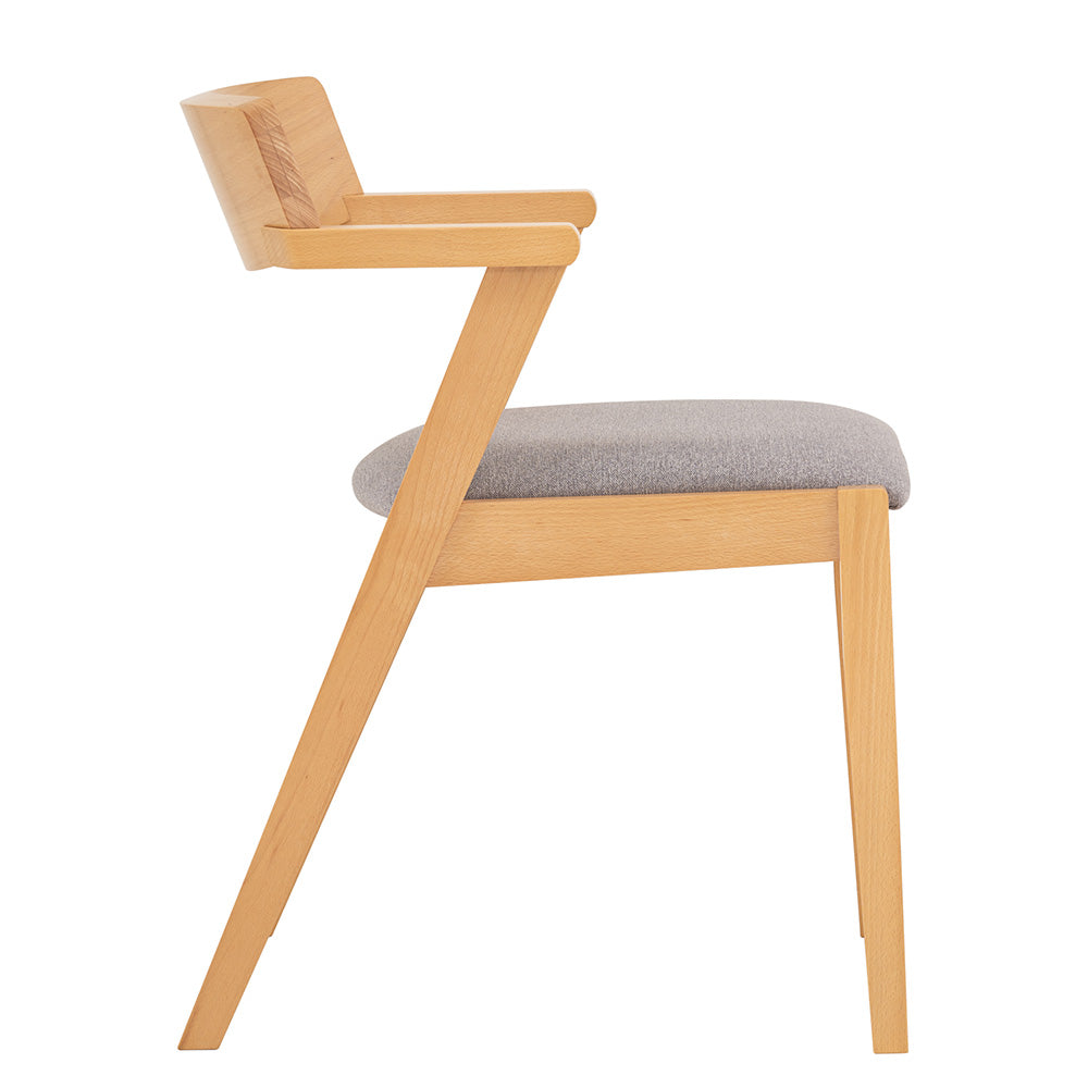 Zola Modern Dining Chair - Solid Oak Wood Frame with Light Grey Upholstery - Perfect for Kitchen, Dining Room, and Home Office Seating