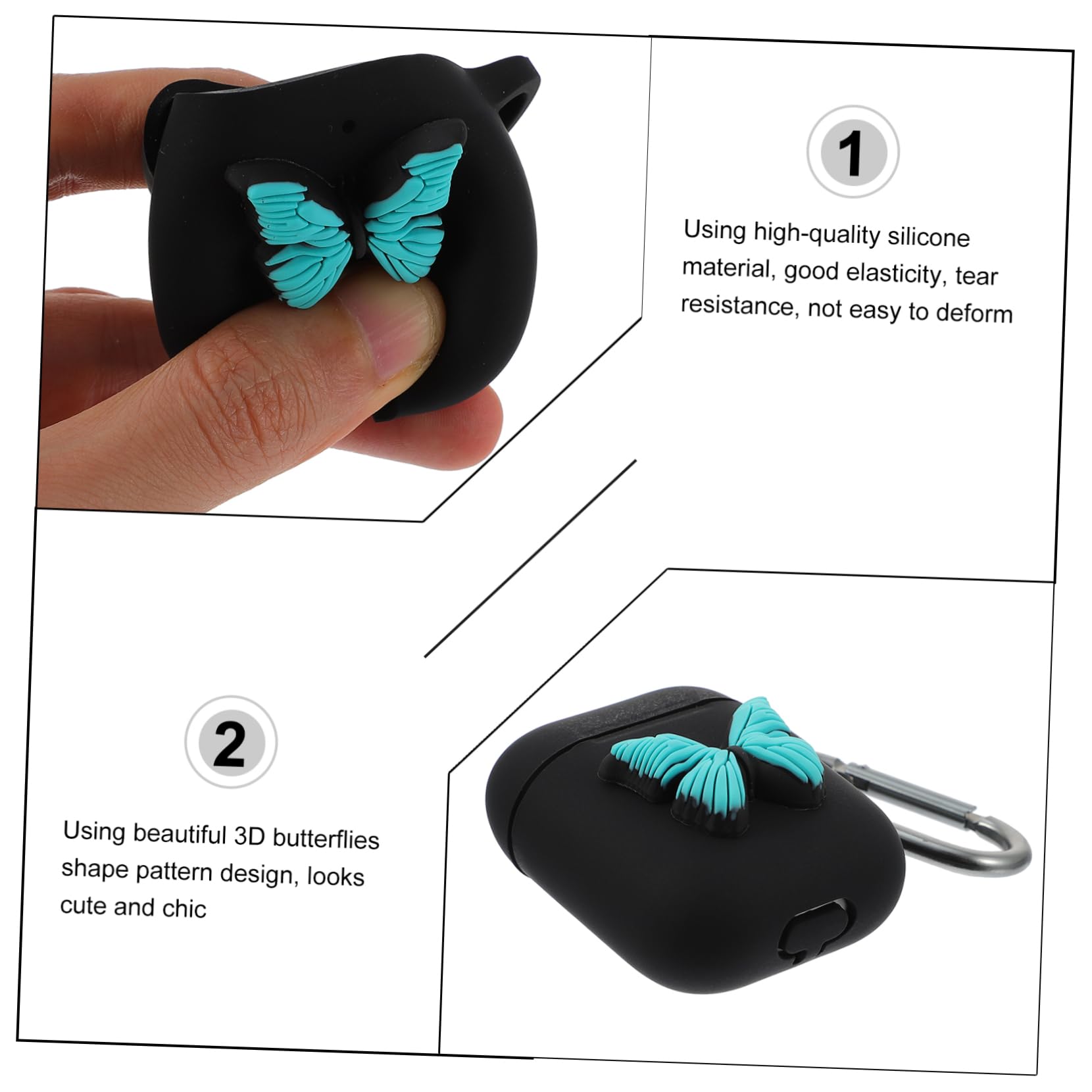 Homoyoyo Silicone Earphone Case for AirPods & Wireless Earbuds - 2 Pack 3D Design Headphone Cover Accessories - Perfect for Gym, Travel & Daily Use