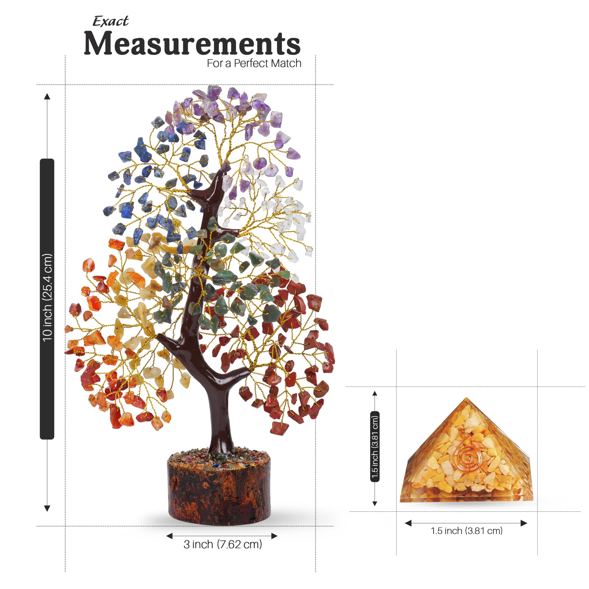 FASHIONZAADI 7 Chakra Tree of Life Crystal Decor - Spiritual Healing Gifts for Women, Mothers, Meditation & Feng Shui Home Decor - Perfect for Birthday, Yoga Room, Office Desk & Zen Space Decoration