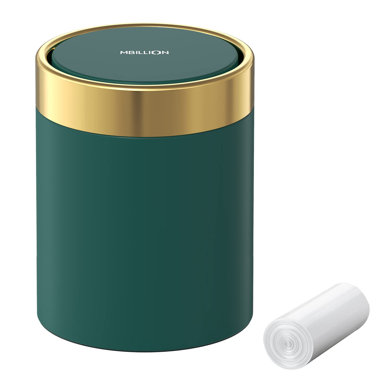 Mini Stainless Steel Trash Can with Lid - 0.4 Gallon/1.5L Small Metal Garbage Bin for Office, Bedroom, Bathroom & Kitchen Countertop - Dark Green Desktop Recycling Waste Basket for Home & Office Use - Perfect for Desks, Nightstands, Vanities and Small Spaces