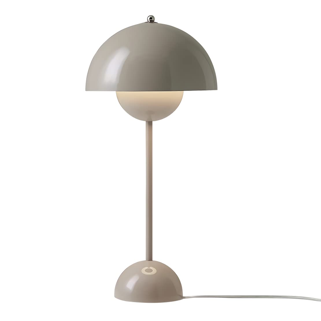 Flyrose Vintage Mushroom Dome Table Lamp - Mid Century Modern Metal Flower Bud Desk Light in Grey Macaron - Perfect for Nightstand, Bedroom, Office & Living Room Decor