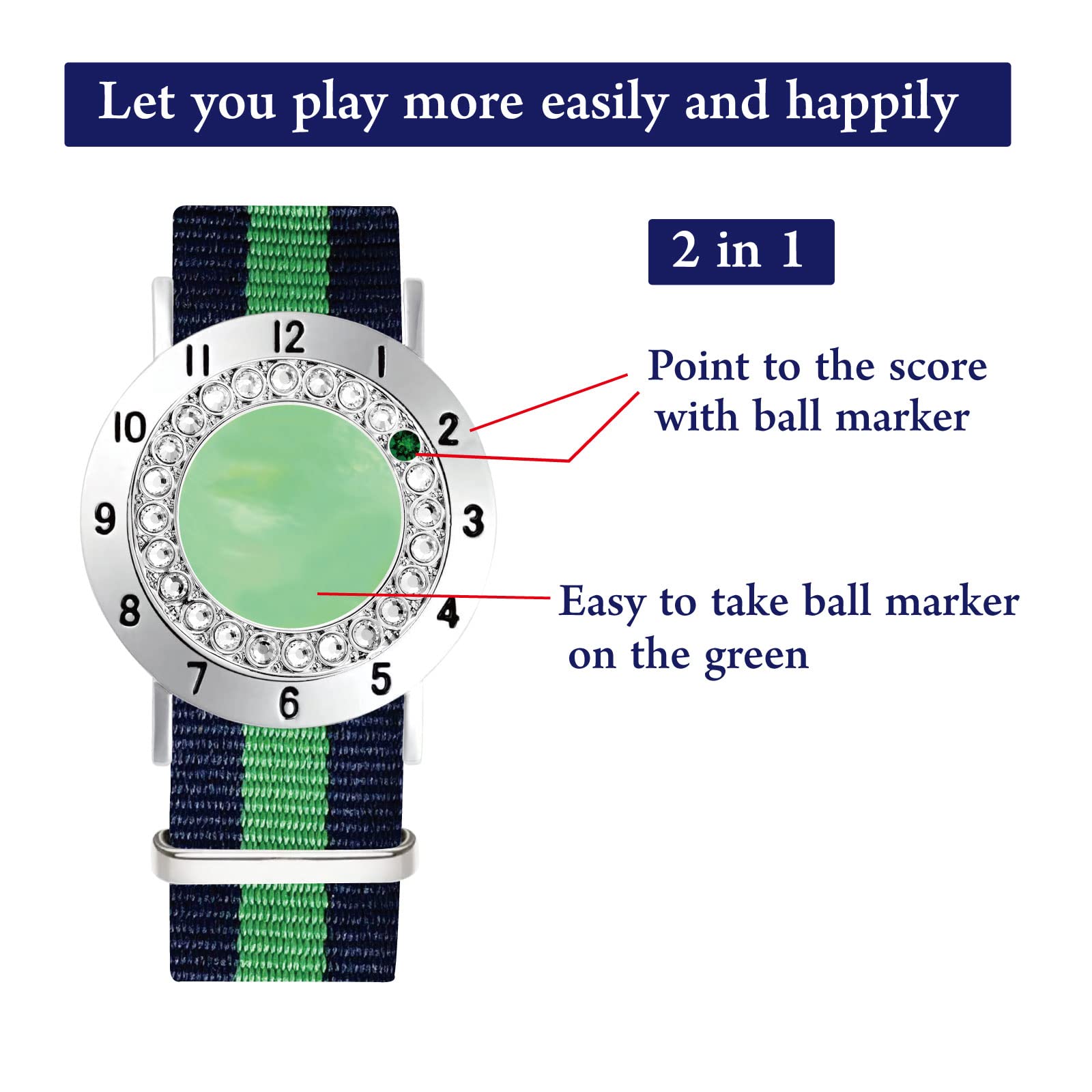 Premium Golf Ball Marker & Stroke Counter Bracelet Set - Crystal Pearl Marker for Women | Golf Accessories & Gifts | Perfect for Tracking Scores & Style on the Course