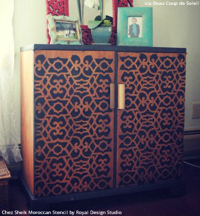 Chez Sheik Moroccan Furniture Stencil - Handcrafted Arabic Design Templates for DIY Home Decor, Wall Art & Furniture Painting | Perfect for Boho, Moroccan & Ethnic Style Interiors
