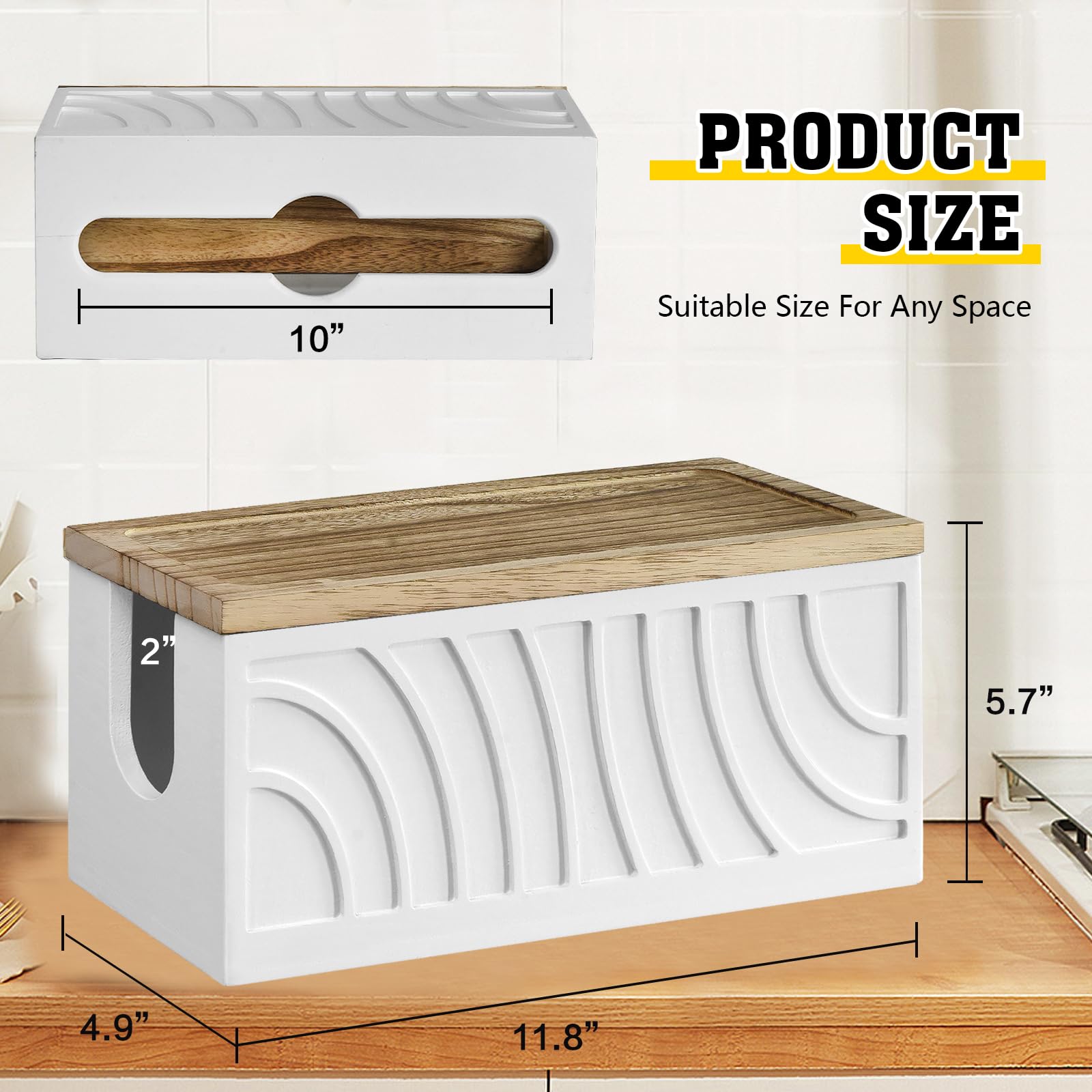 Wall Mount Paper Towel Dispenser - Wooden Trifold Hand Towel Holder with Lid for C-Fold & Z-Fold Towels | Commercial & Home Kitchen, Bathroom, Restaurant Use