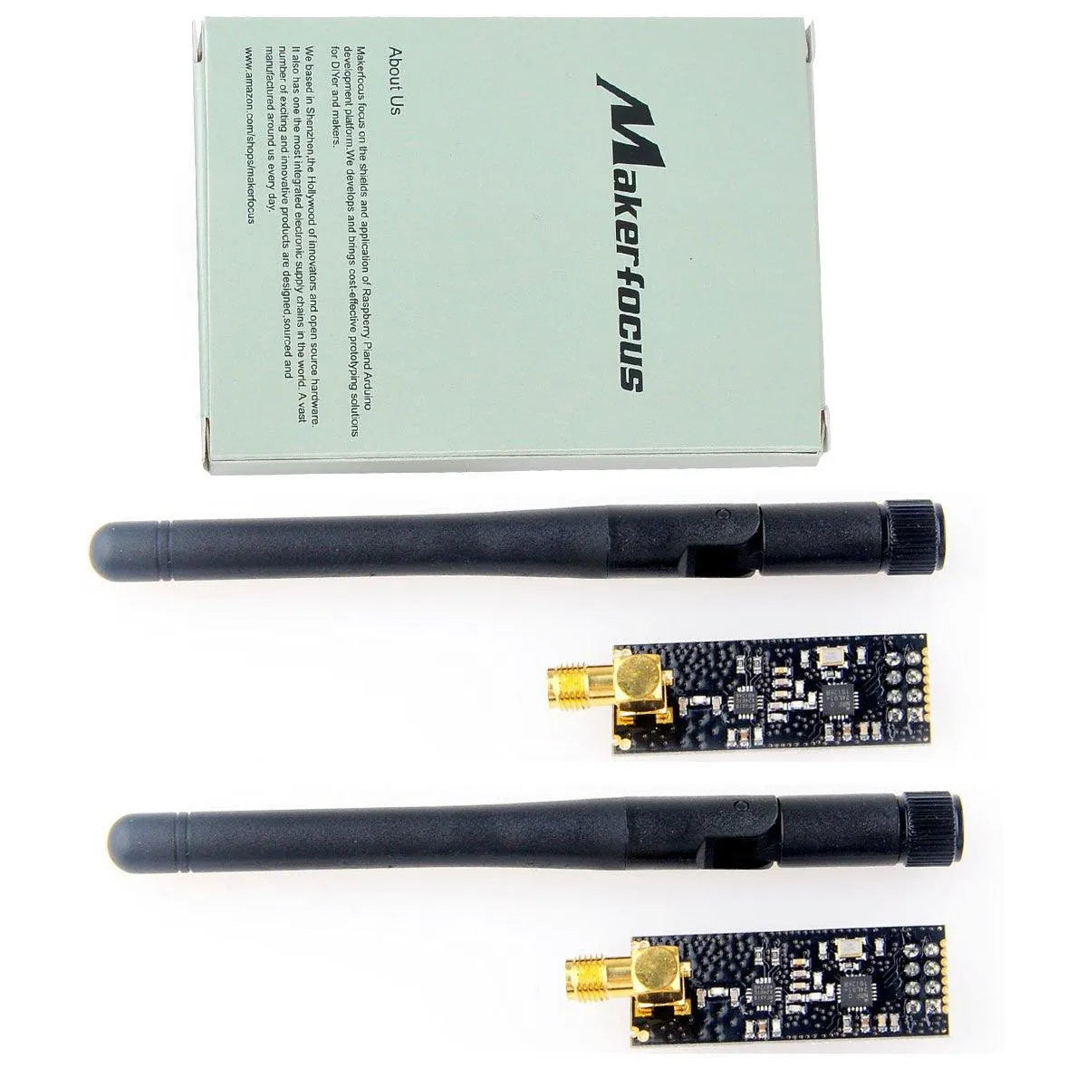 2PCS NRF24L01+PA+LNA Wireless Transceiver Module with Antenna - Arduino Compatible, Anti-Static Foam Packaging for DIY Electronics Projects, Remote Control, and IoT Applications
