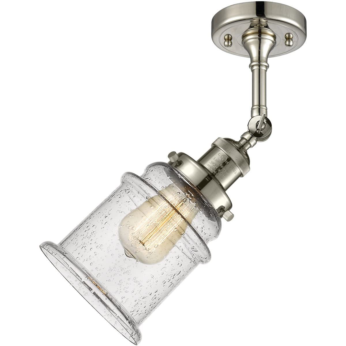 Innovations 201F-PN-G184-LED Semi-Flush Mount Ceiling Light Fixture - Polished Nickel Finish, Energy Efficient LED Lighting for Bedroom, Living Room & Hallway