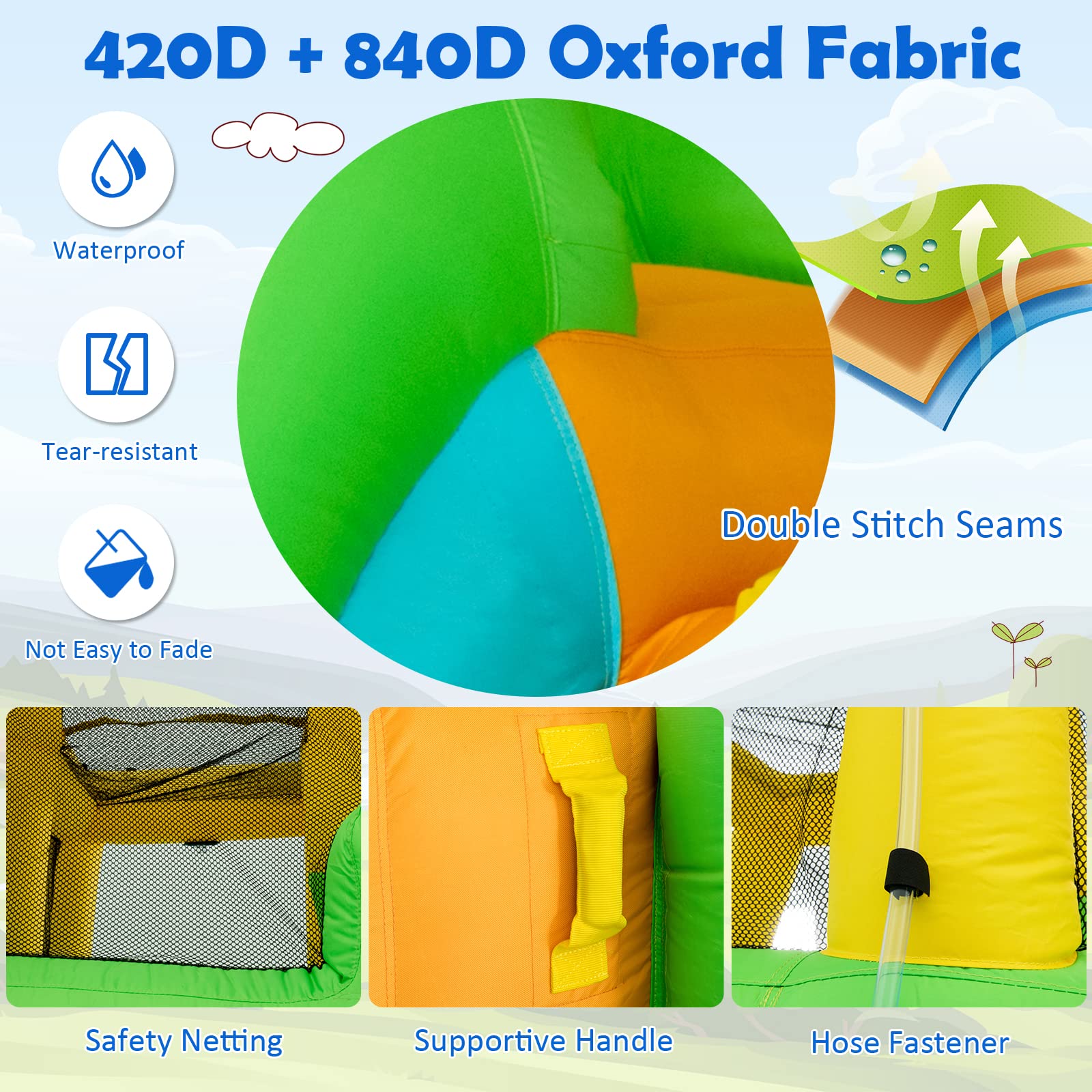 **HONEY JOY 6-in-1 Inflatable Water Slide for Kids - Bounce House with Climbing Wall, 2 Long Slides, Splash Pool & Water Cannons | Indoor & Outdoor Backyard Water Park (Includes 550W Blower) - Perfect for Summer Parties, Birthdays & Family Fun**
