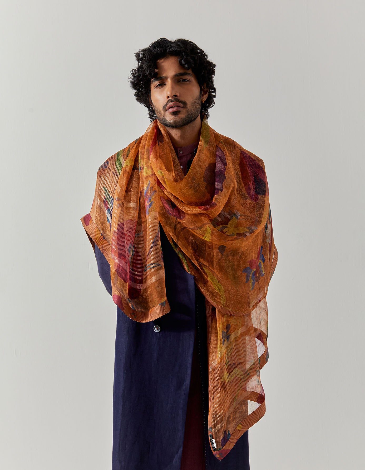 Premium Chanderi Silk Dupatta with Gold Vineyard Design - Elegant Scarf for Weddings, Parties & Festive Occasions