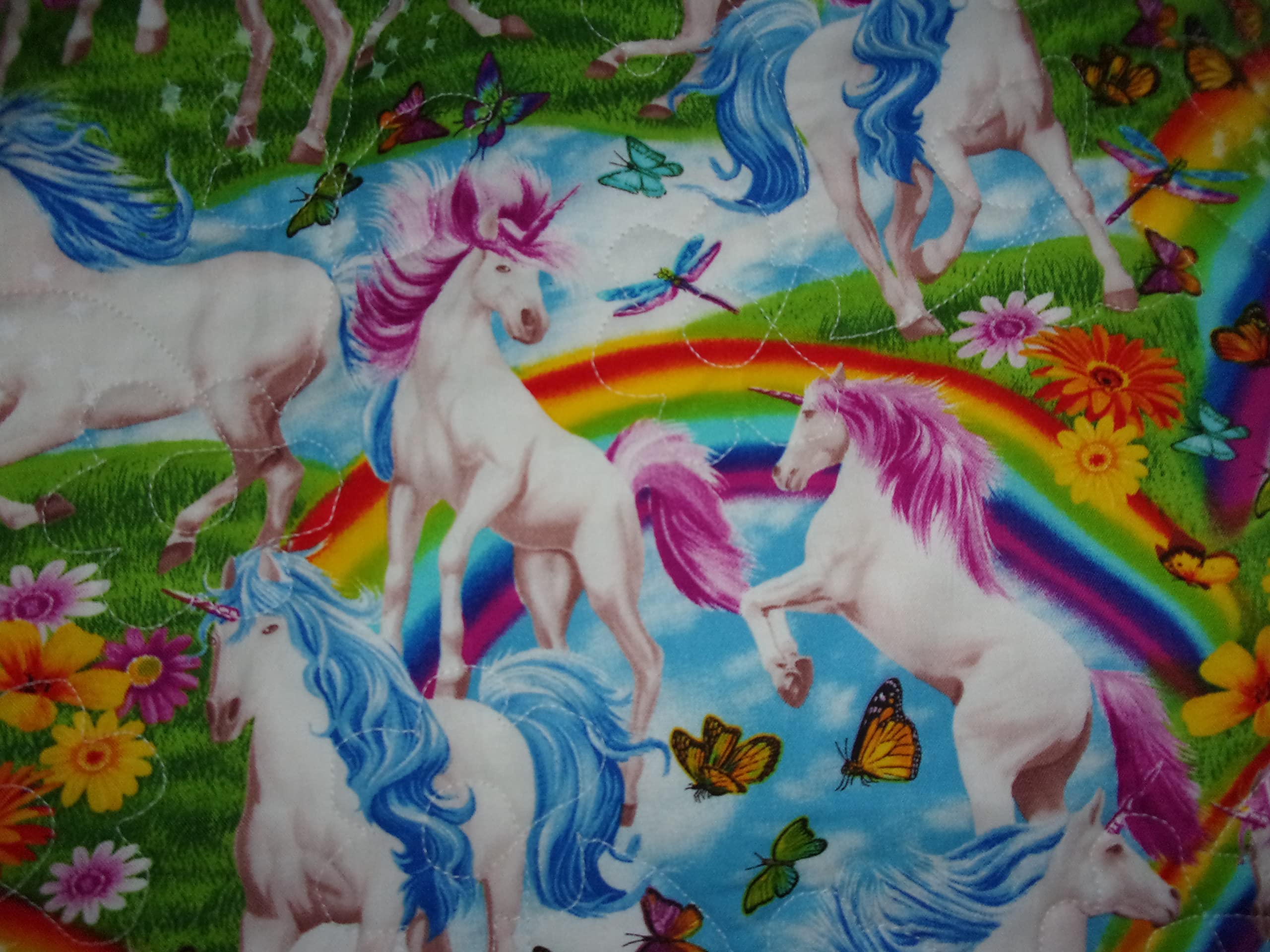 Soft Quilted Throw Blanket with Unicorns & Rainbows - 42