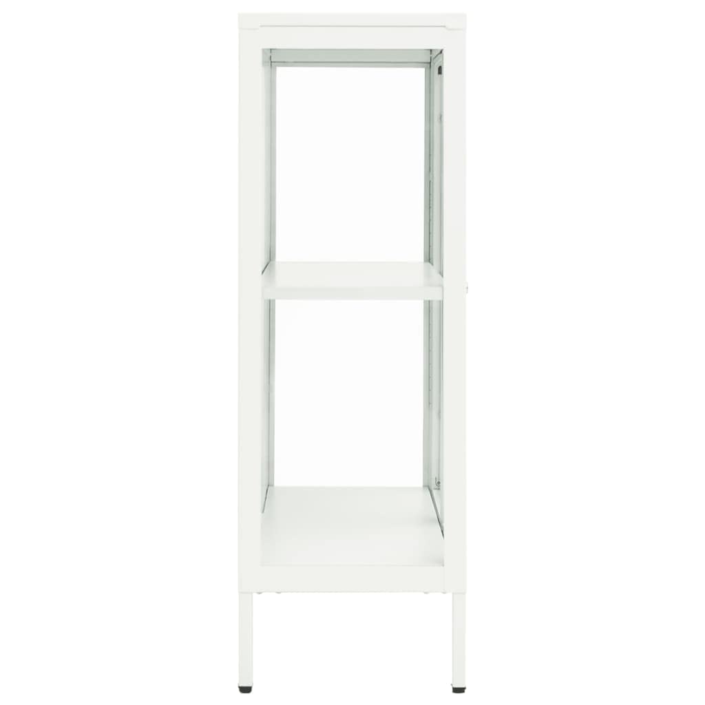 White Kitchen Hutch Cabinet with Glass Doors - 29.5