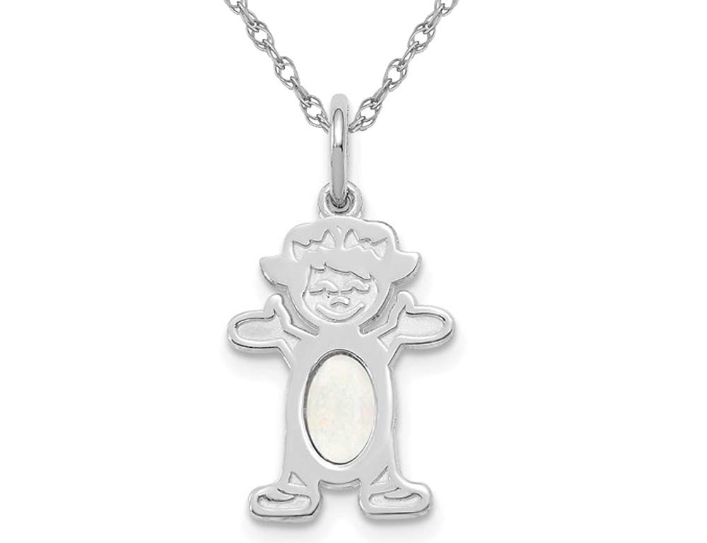 1/4 Carat Natural Opal Pendant Necklace for Girls - 14K White Gold Chain | Gem & Harmony | Birthday Gift, First Communion Jewelry, Special Occasion Present
