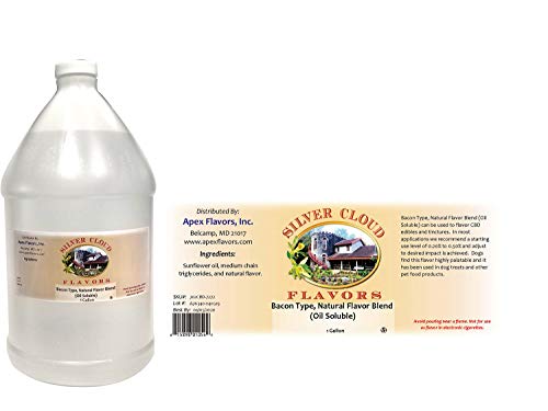 Premium Oil-Soluble Natural Bacon Flavoring - 1 Gallon Food-Grade Plastic Jug for Cooking, Seasoning & Commercial Food Production