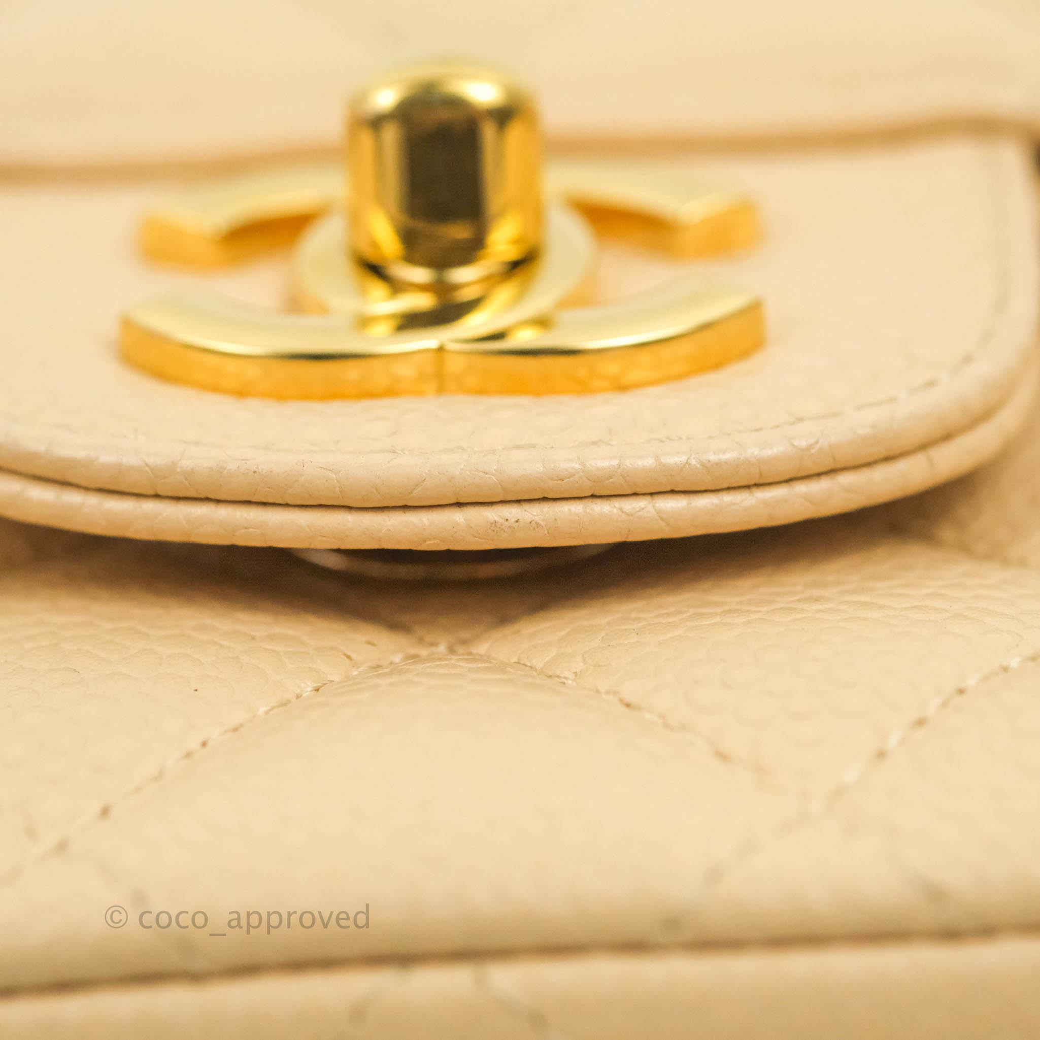 Chanel Classic M/L Medium Flap Bag - Quilted Beige Caviar Leather with Gold Hardware | Luxury Shoulder Bag for Women, Perfect for Work, Parties & Special Occasions