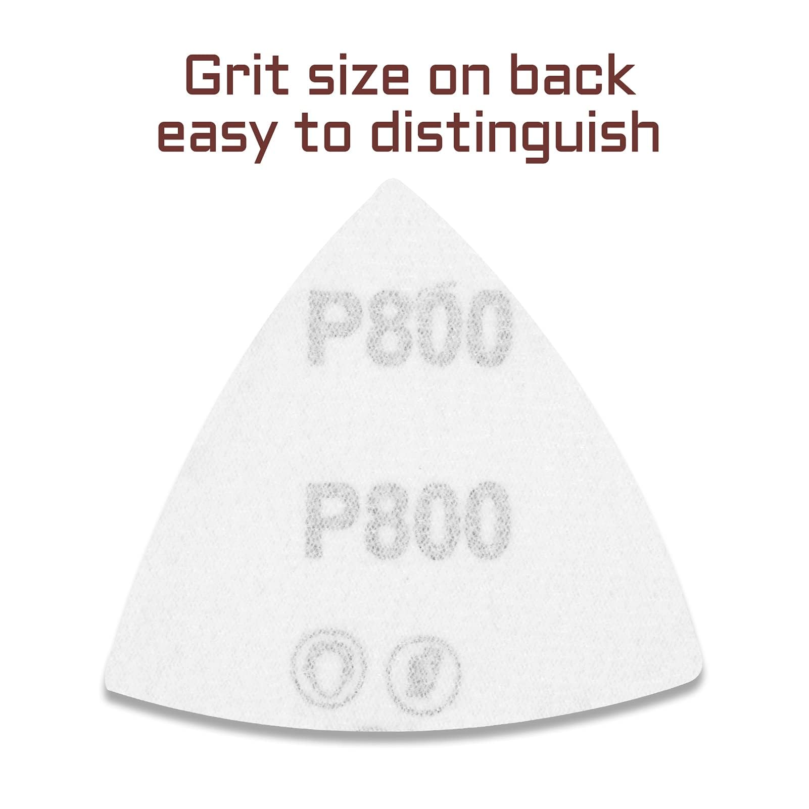 30 Pcs 3-1/8 Inch (80mm) 800 Grit Triangular Hook & Loop Sanding Pads for Oscillating Multi-Tool - No Hole Triangle Sandpaper for Wood, Metal Polishing & Detail Sanding - Perfect for DIY Projects, Furniture Refinishing & Automotive Repair