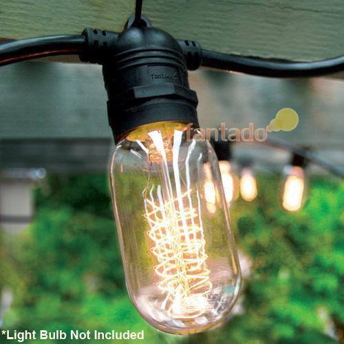 48 Socket Outdoor SJTW Commercial DIY String Light - 102 FT White Cord with E26 Medium Base - Weatherproof for Patio, Garden, and Backyard Decor
