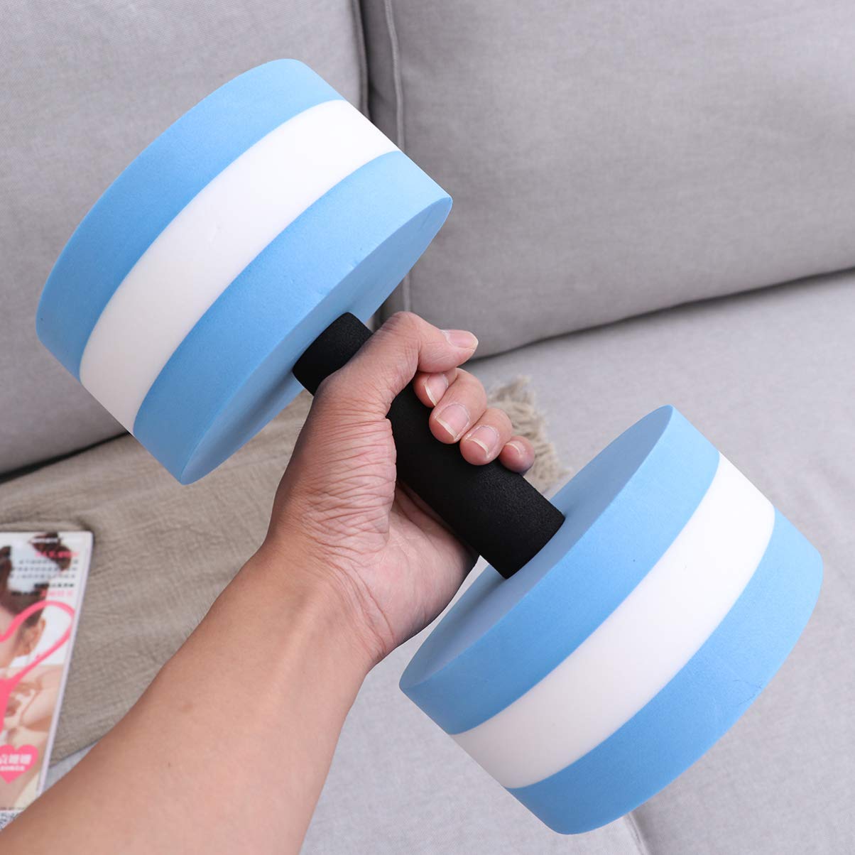 SEWACC 2 Pcs EVA Floating Dumbbells for Aquatic Exercise - Water Weights for Pool Workouts, Swimming Fitness Equipment for Women & Men (Blue) | Perfect for Water Aerobics, Hydrotherapy & Low-Impact Training