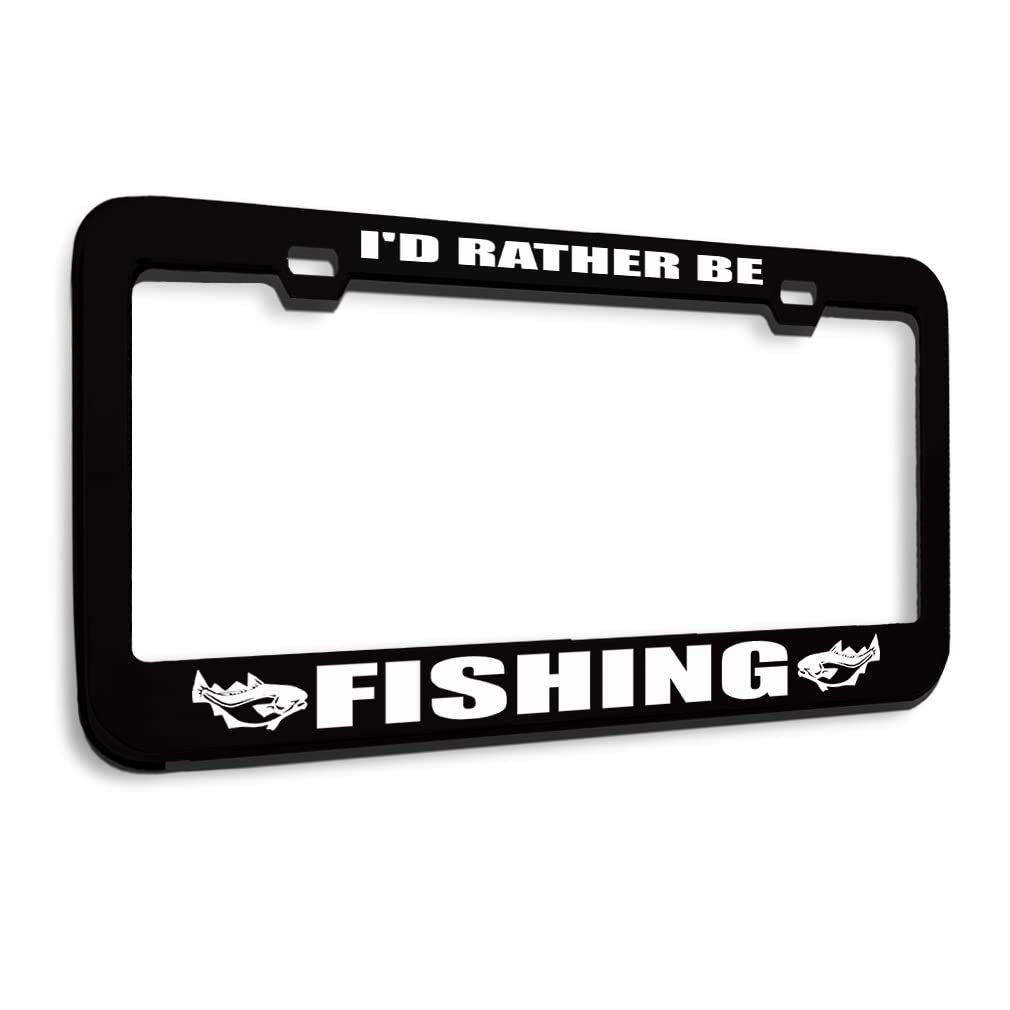 Speedy Pros Metal License Plate Frame - Rather Be Fishing Car Tag Holder - Durable Black 2-Hole Design - Perfect for Trucks, SUVs & Outdoor Enthusiasts