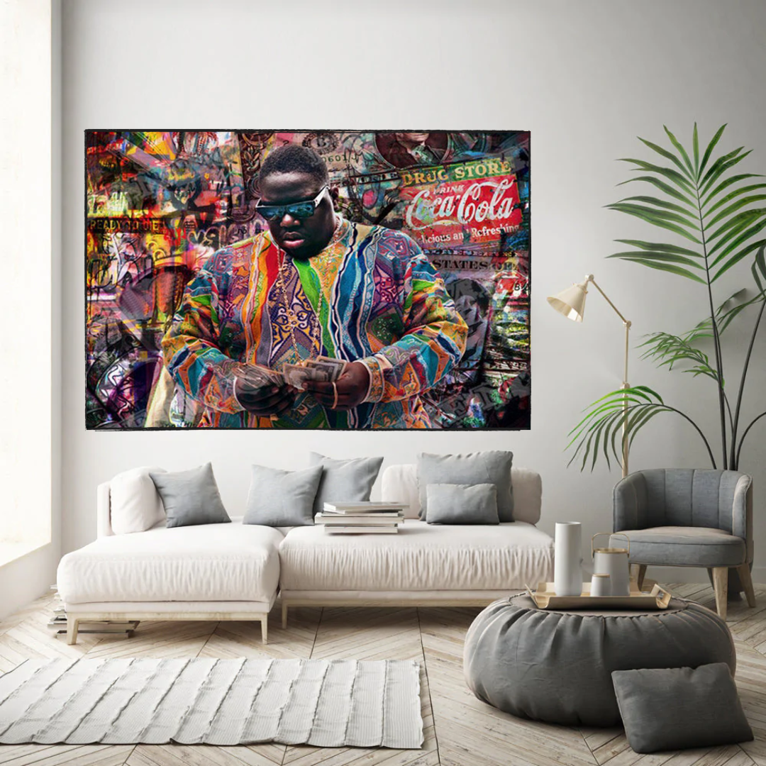 Biggie Smalls Graffiti Wall Art - Hip Hop Legend Poster for Music Lovers | Perfect for Bedroom, Living Room & Man Cave Decor